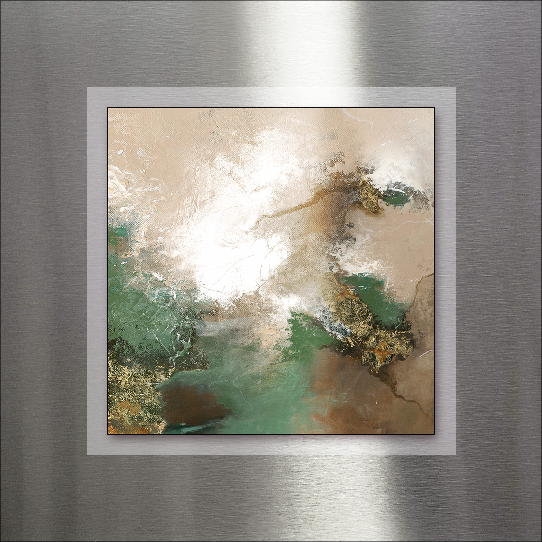 PRO ART Double-Alu - Dibond bedruckt mit Aufsatz aus Dibond 50x50cm Green Experiment IV