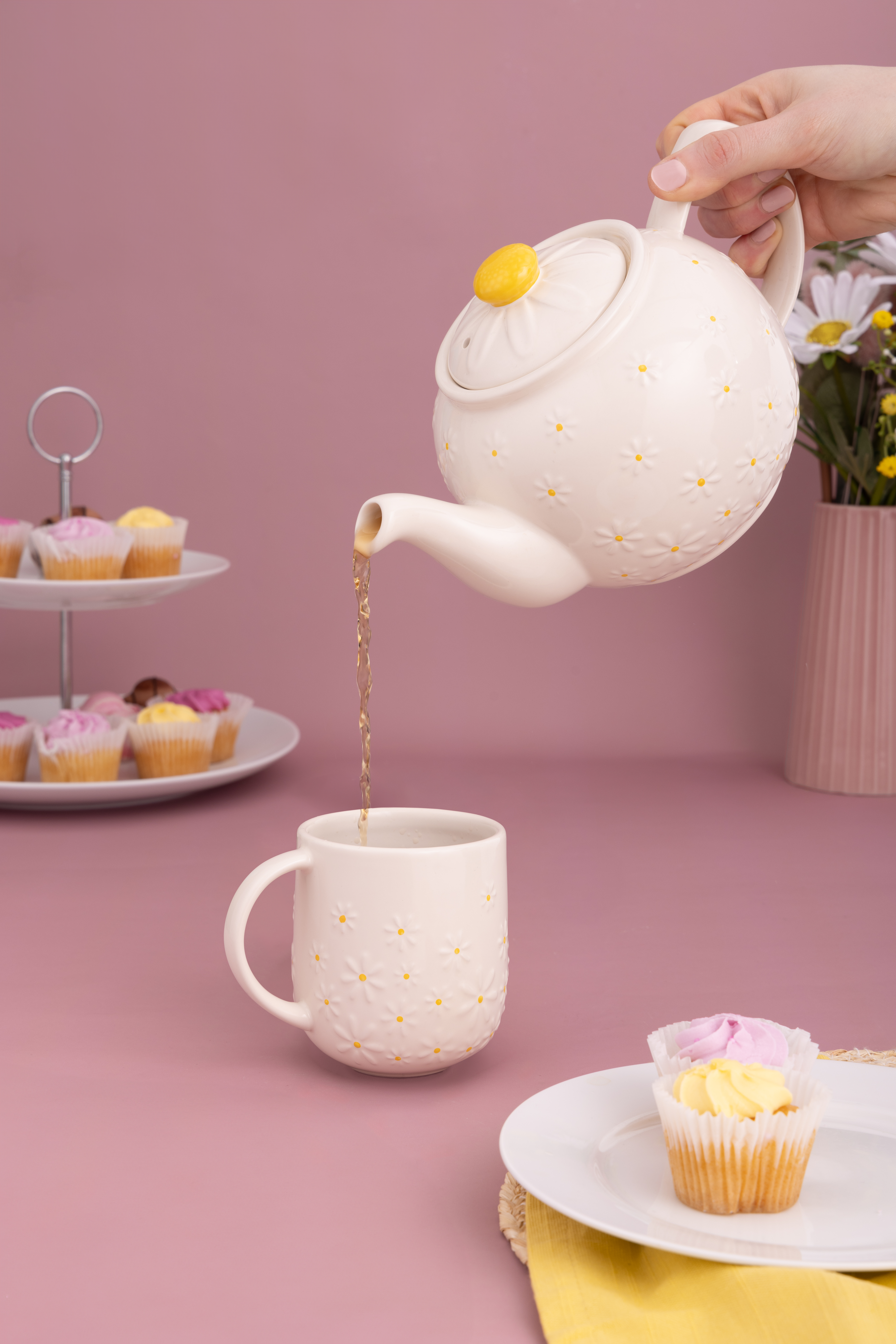 Profino Teetasse, Daisy PRICE&KENSINGTON in Weiß, Gelb