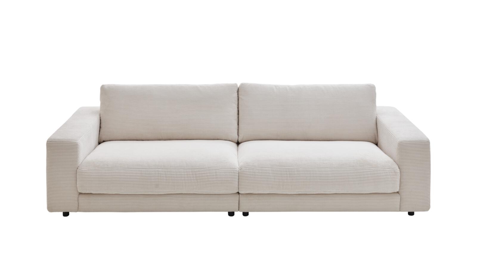 Candy 3-Sitzer SEVENTIES ca. 290x127cm in Stoff Cord snow, Couch, Mobiliar, Kissen, Dekoration für Zuhause