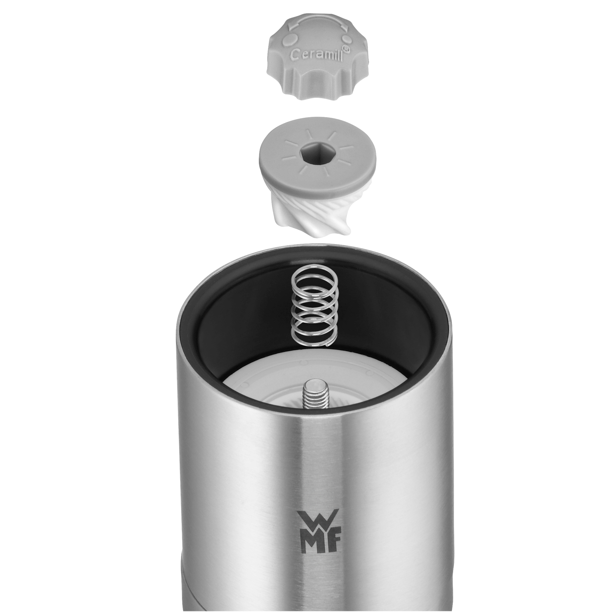 WMF De Luxe Gewürzmühle, 14 cm in gebürstetem Edelstahl