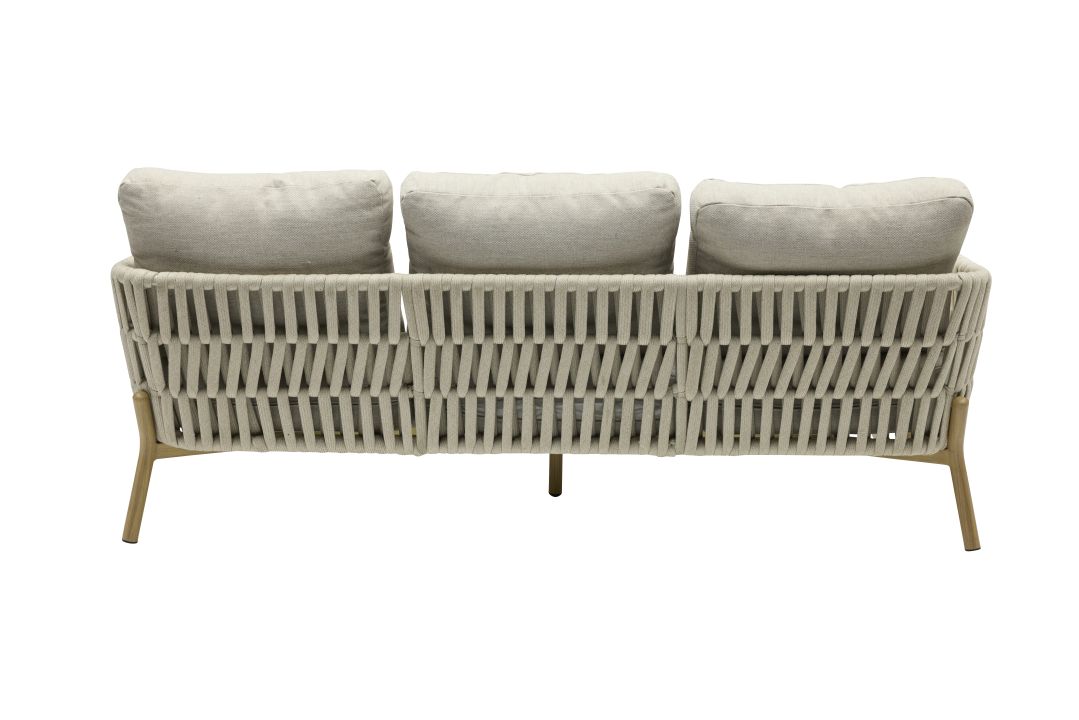 L.C. Wholesaler Dining-Sofa TERRANO 3-sitzig in Farbe Geflecht Rope natur, Kissen, Dekoration für Zuhause, Couch, Mobiliar, Bank