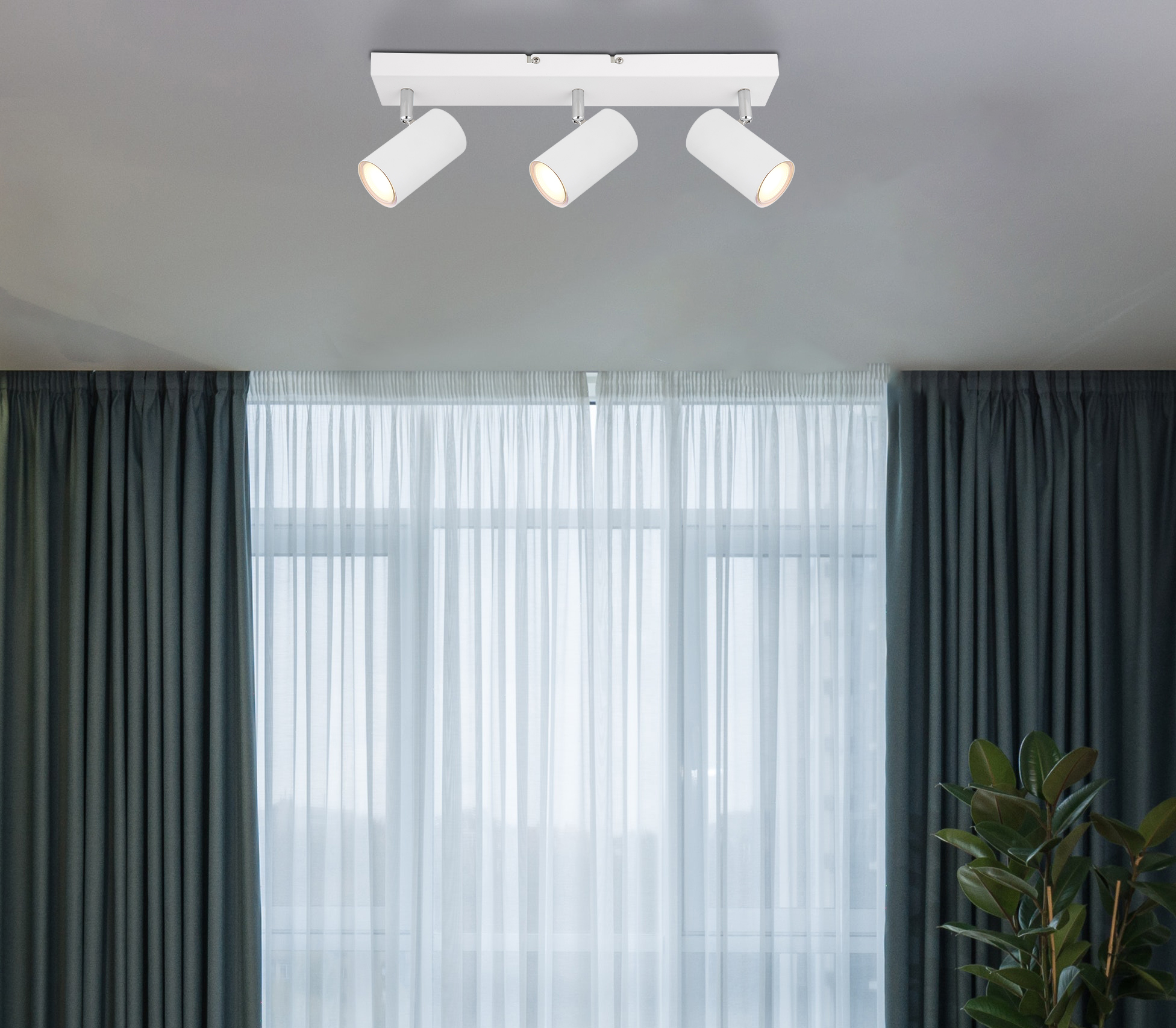 Strahler ROBBY in Meall verchromt weiß Strahler ROBBY in Meall verchromt weiß, deckenleuchte, spotlight, 3-flammig, weiß, modern