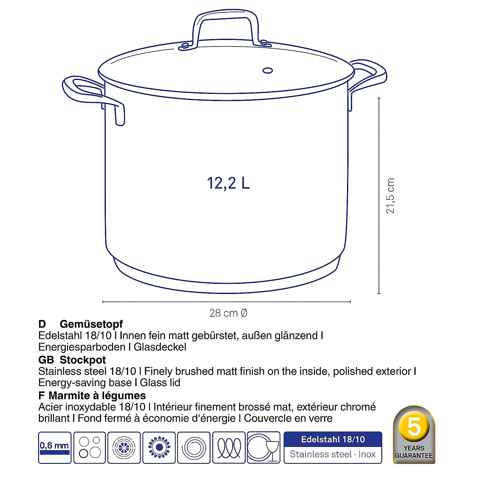 Kela Gemüsetopf Flavoria FLAVORIA in Silber Glänzend, Kochgeschirr, Topf, Kochtopf, Essen