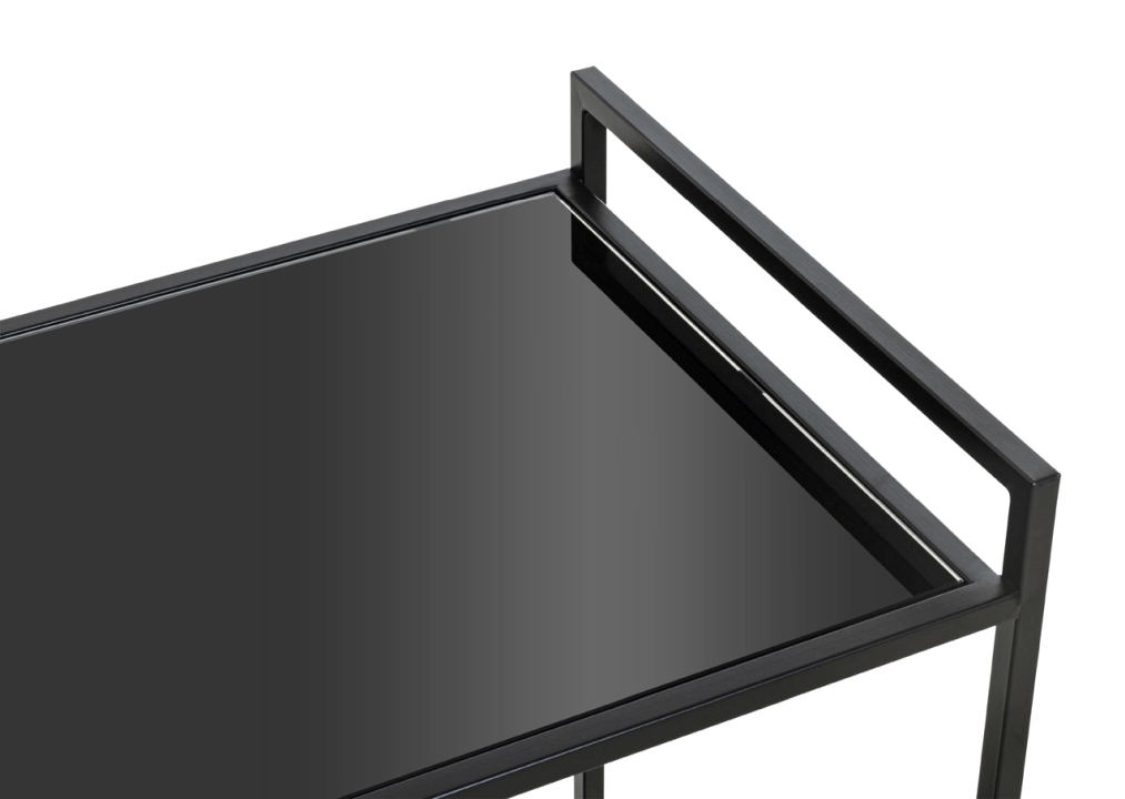 Haku Möbel Servierwagen MELBOURNE 2 aus Sicherheitsglas schwarz/Gestell Stahlrohr schwarz