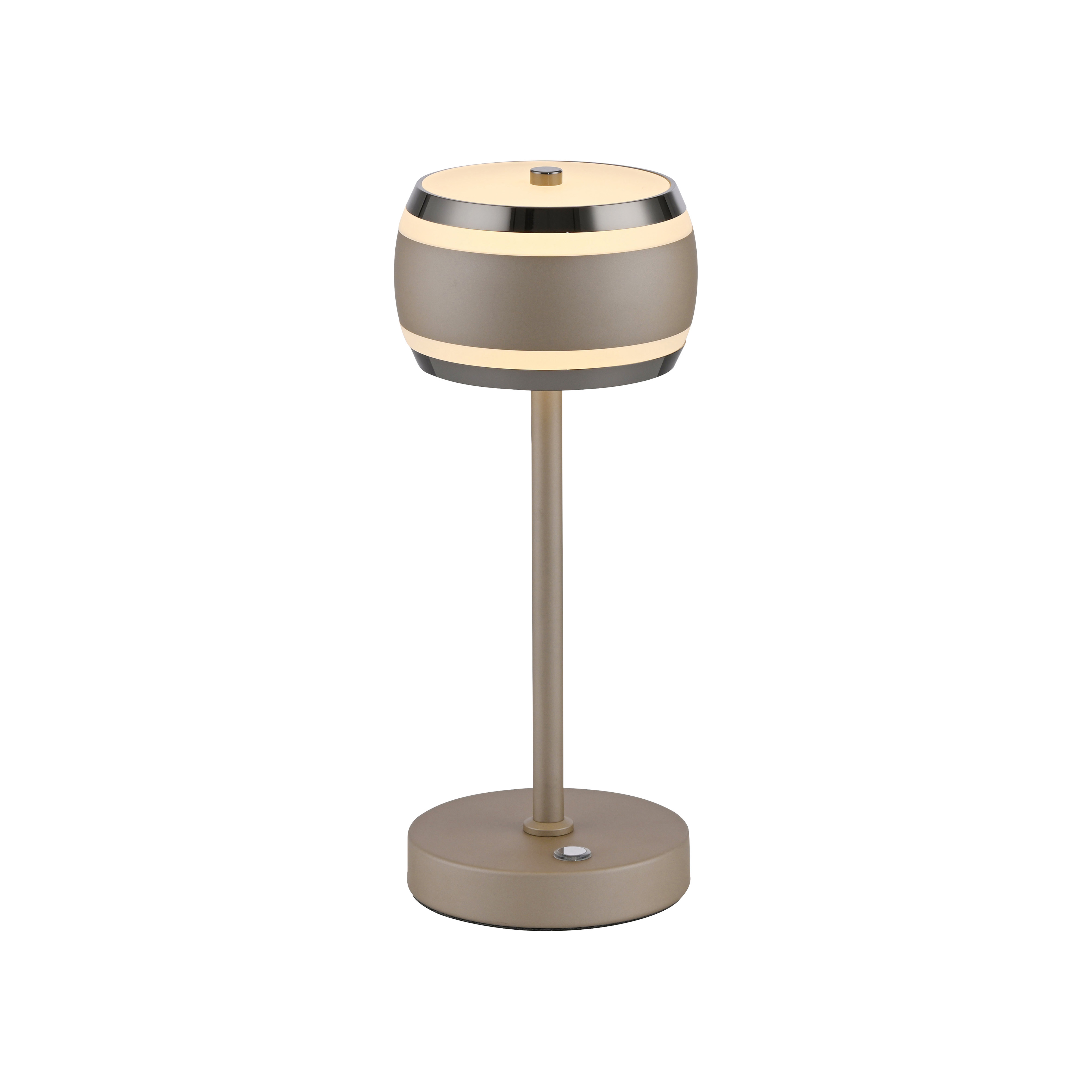 Paul Neuhaus LED-AKKU-Tischleuchte PURE FALLING RINGS 1-flammig in Farbe bronce/dark chrome, Tischleuchte, Stehlampe, Beleuchtung, Holzoptik, Kreislampe