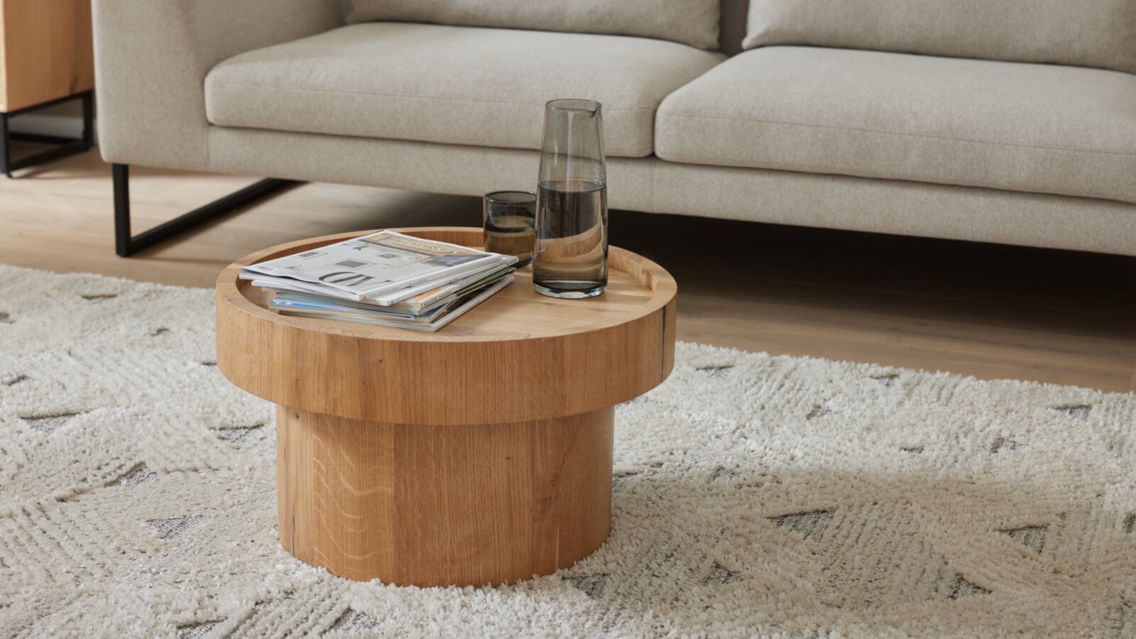 Roomio Couchtisch NO. 2002 Ø ca. 72cm in Eiche Echtholzfurnier natur
