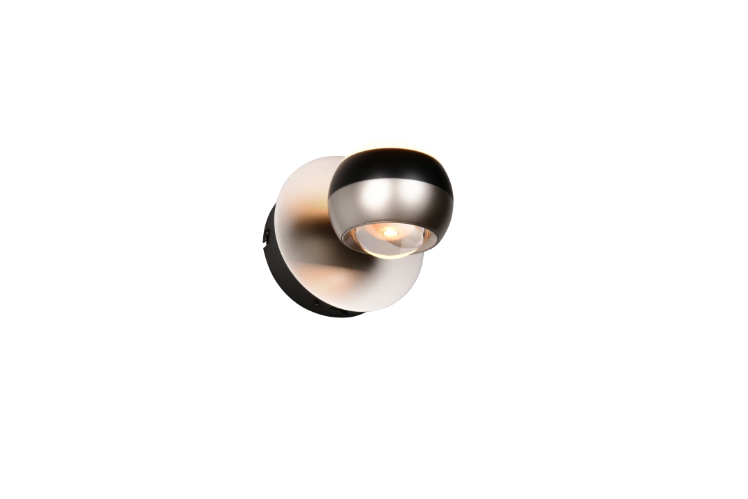 LED-Wandleuchte in Metall schwarz mit Nickel