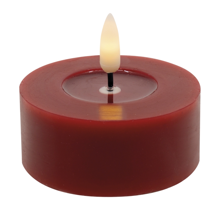 L.C. Wholesaler LED-Teelicht 2er-Set WINTER ca. Ø 6,8, H 3cm in red smooth, 6.8x3cm