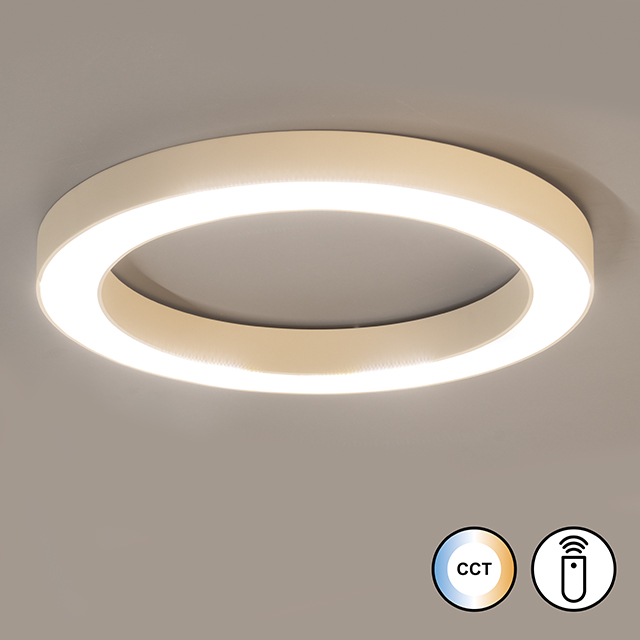 Fischer & Honsel LED-Deckenleuchte ORIVA 1-flammig in Farbe Metall sandfarbig, Deckenleuchte, Ringshape, LED, CCT, Smart