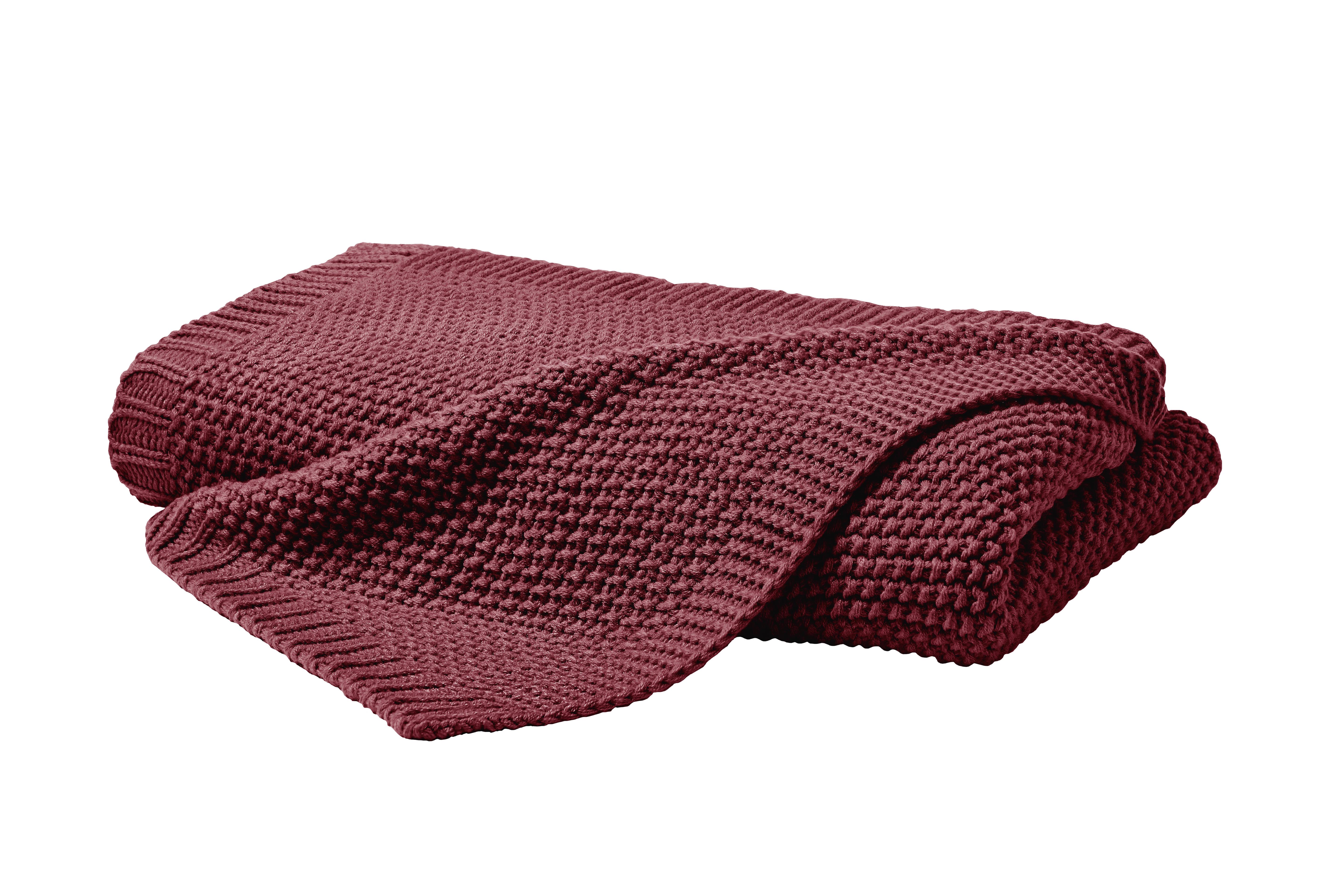Strickdecke 130x170cm in Rot Hahn Haustextilien Strickdecke 130x170cm in Farbe marsala