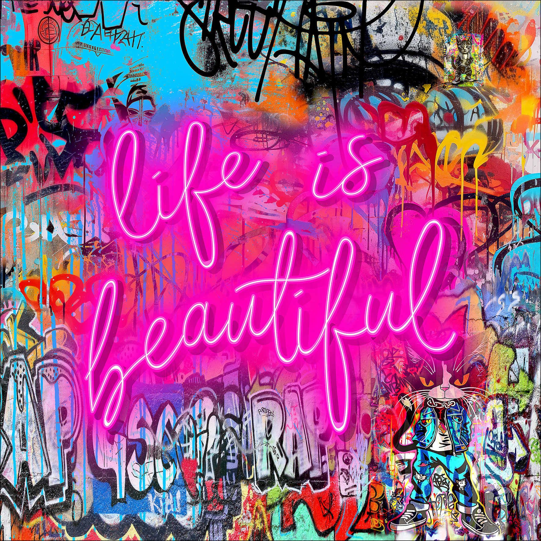 PRO ART Glas-Art 50x50cm Graffiti Beautiful Life PRO ART Glas-Art 50x50cm Graffiti Beautiful Life