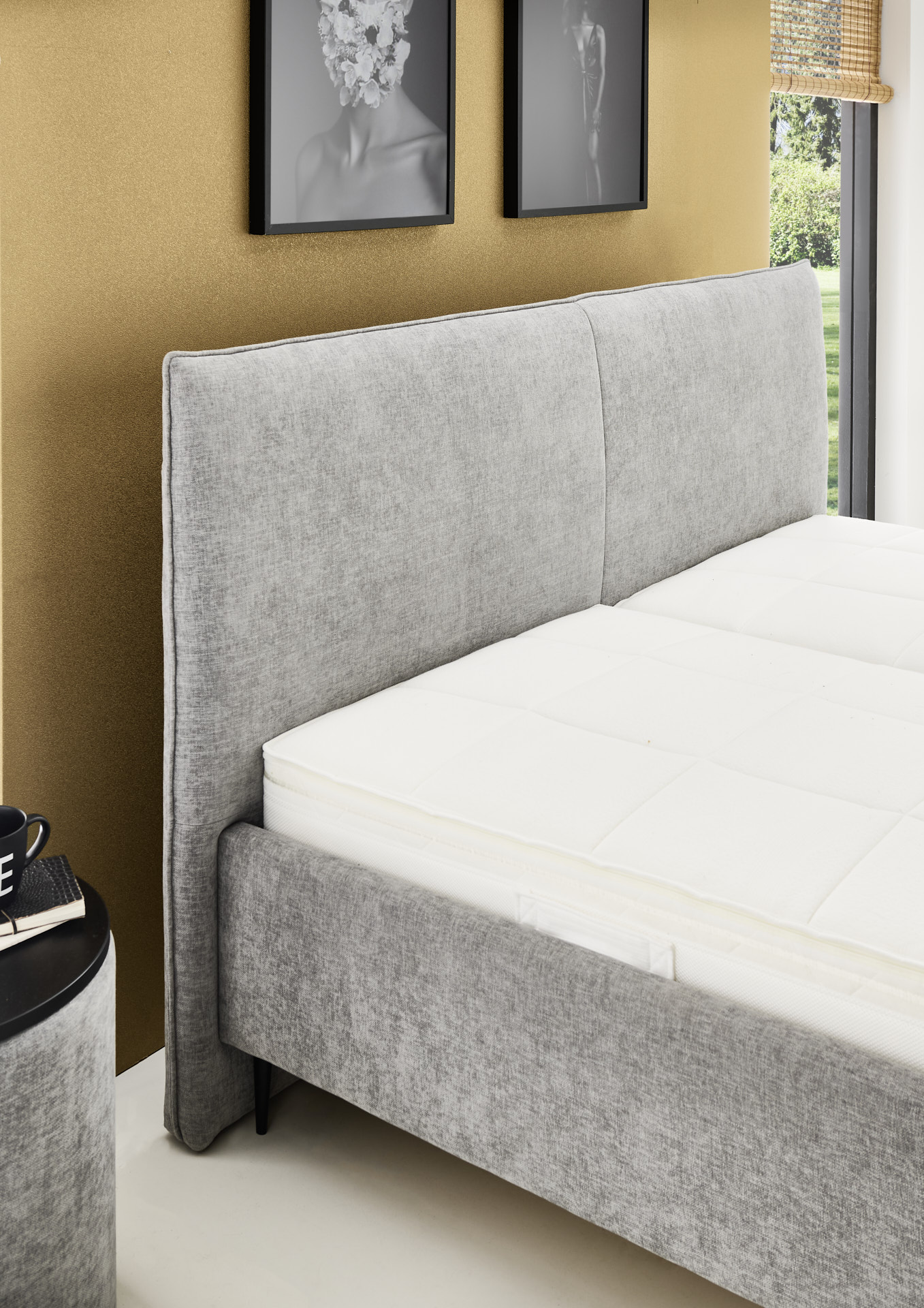 Oschmann Comfortbetten Polsterbett DREAMPLACE 2,0 PB ca. 180x200cm in Farbe Harry rose, bett, kopfkissen, stoff, grau, matratzenauflage