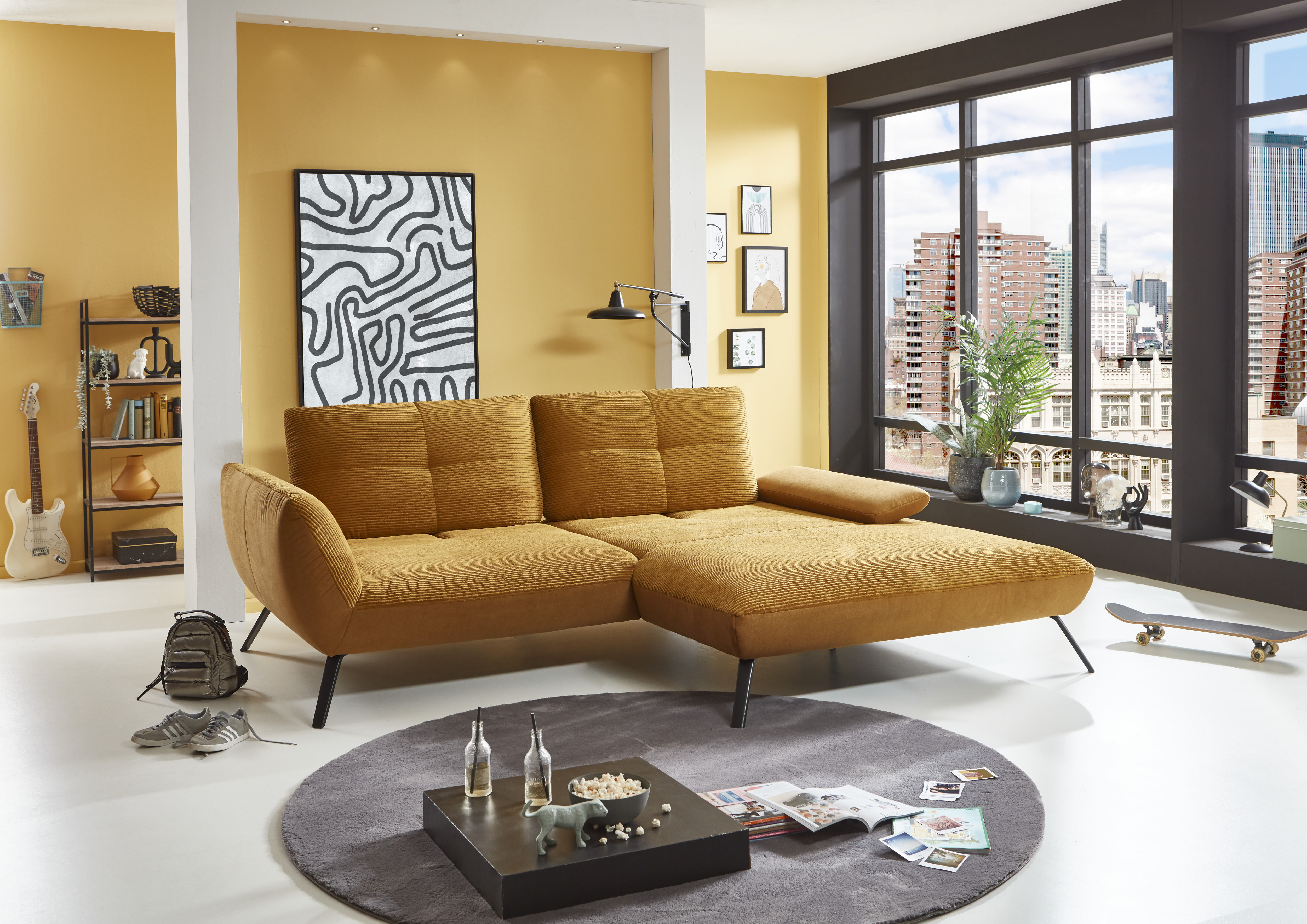 Poco Polstergruppe DOVER PLUS in LINCOLN / Lincoln mustard 01, couch, sectional, orange, Wohnzimmer, modern