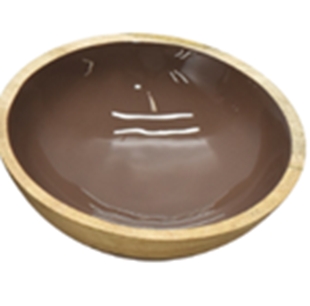 Fynch-Hatton Schüssel SINGITA ENAMEL BOWL in Farbe walnut Fynch-Hatton Schüssel SINGITA ENAMEL BOWL in Farbe walnut, Schüssel, Schale, Porzellan, Braun, Holzrand