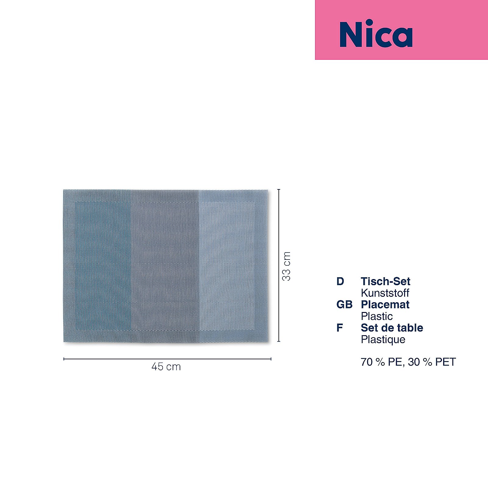 Kela Tisch-Set NICA in Farbe Dunkelblau, Placemat, Tischset, Kunststoff, gestreift, Abmessungen 45x33 cm