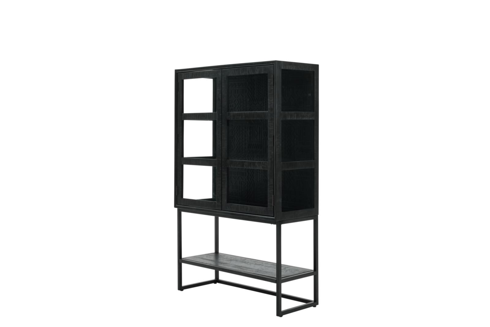 Roomio Vitrine NO. 2001 in Mango massiv gebürstet, schwarz gebeizt und lackiert