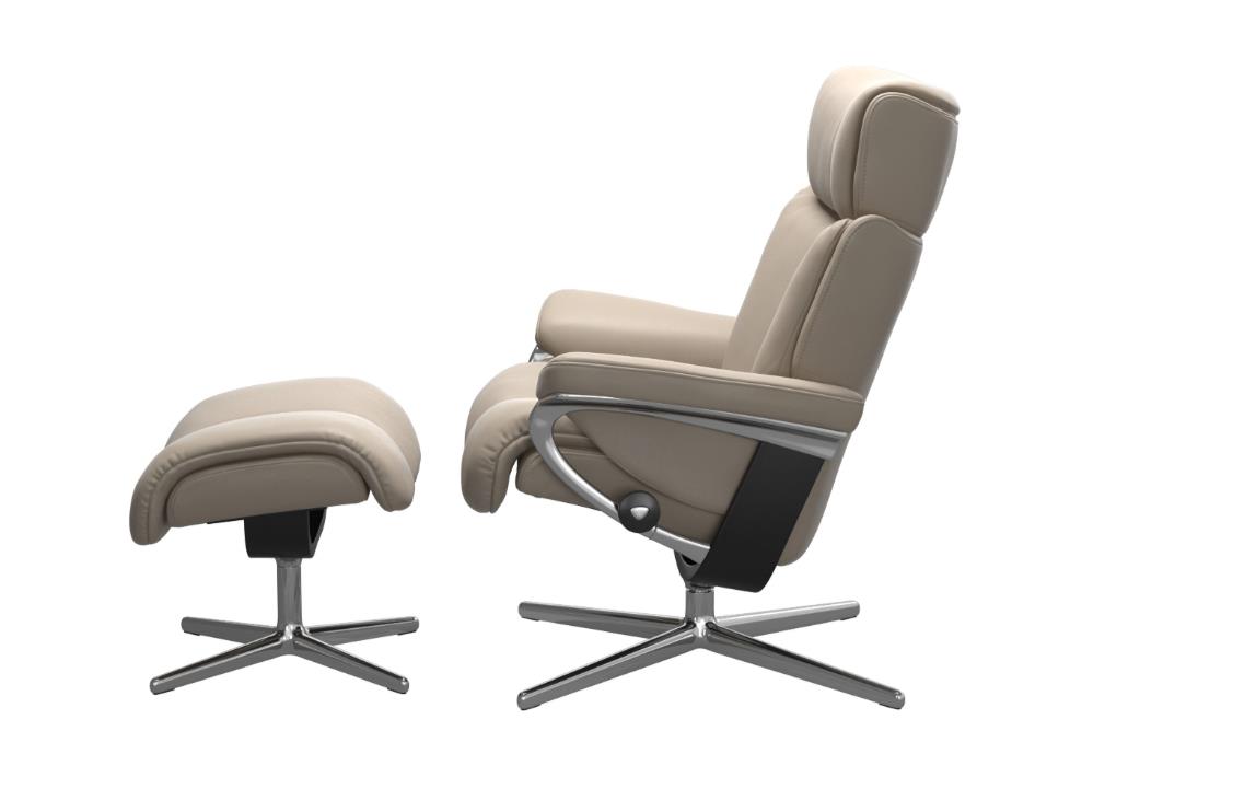 Stressless Sessel mit Hocker MAGIC ca. B82 H102 T144 cm in Leder Paloma 45 mushroom