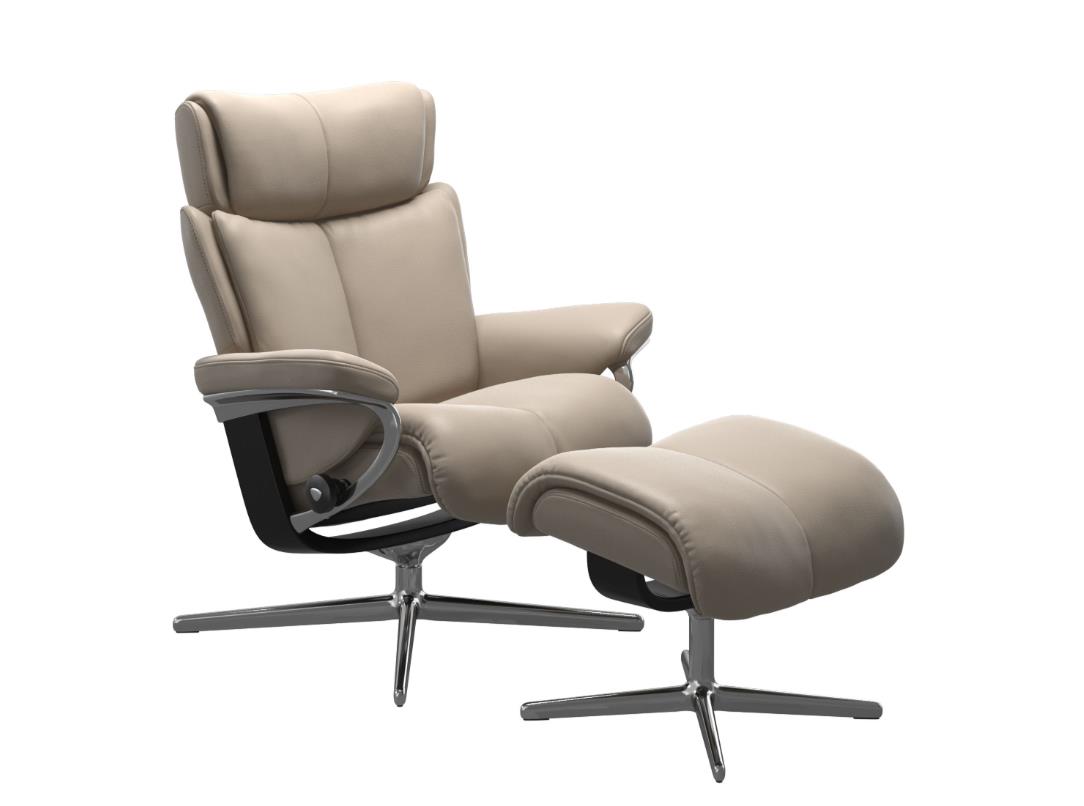 Stressless Sessel mit Hocker MAGIC ca. B82 H102 T144 cm in Leder Paloma 45 mushroom