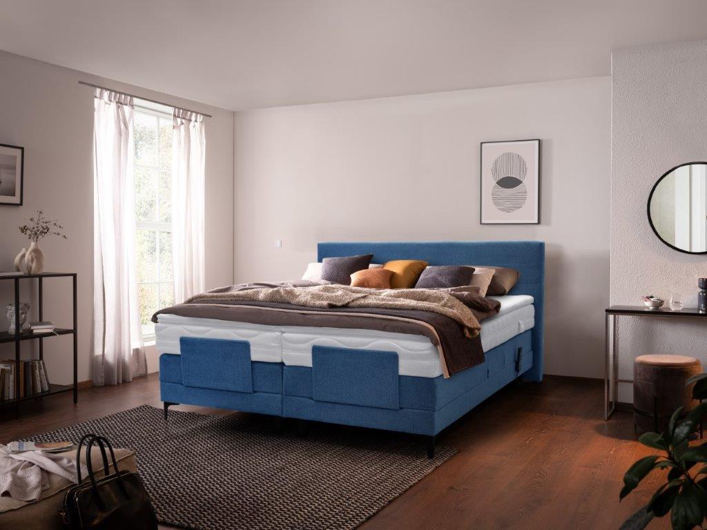 Boxspringbett in Stoff S-XBO16/05, Innenarchitektur, Inneneinrichtung, Teppich, Mobiliar, Bett