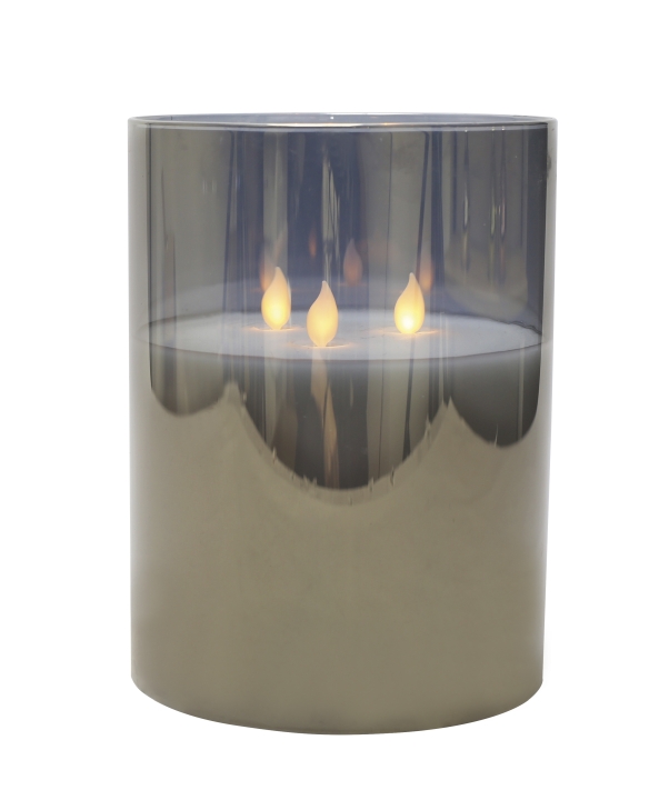 LED-Kerzenglas FESTIVAL in Grau L.C. Wholesaler LED-Kerzenglas FESTIVAL ca. Ø 15, H 20cm in grey, 15x15x20cm, Wackelflamme