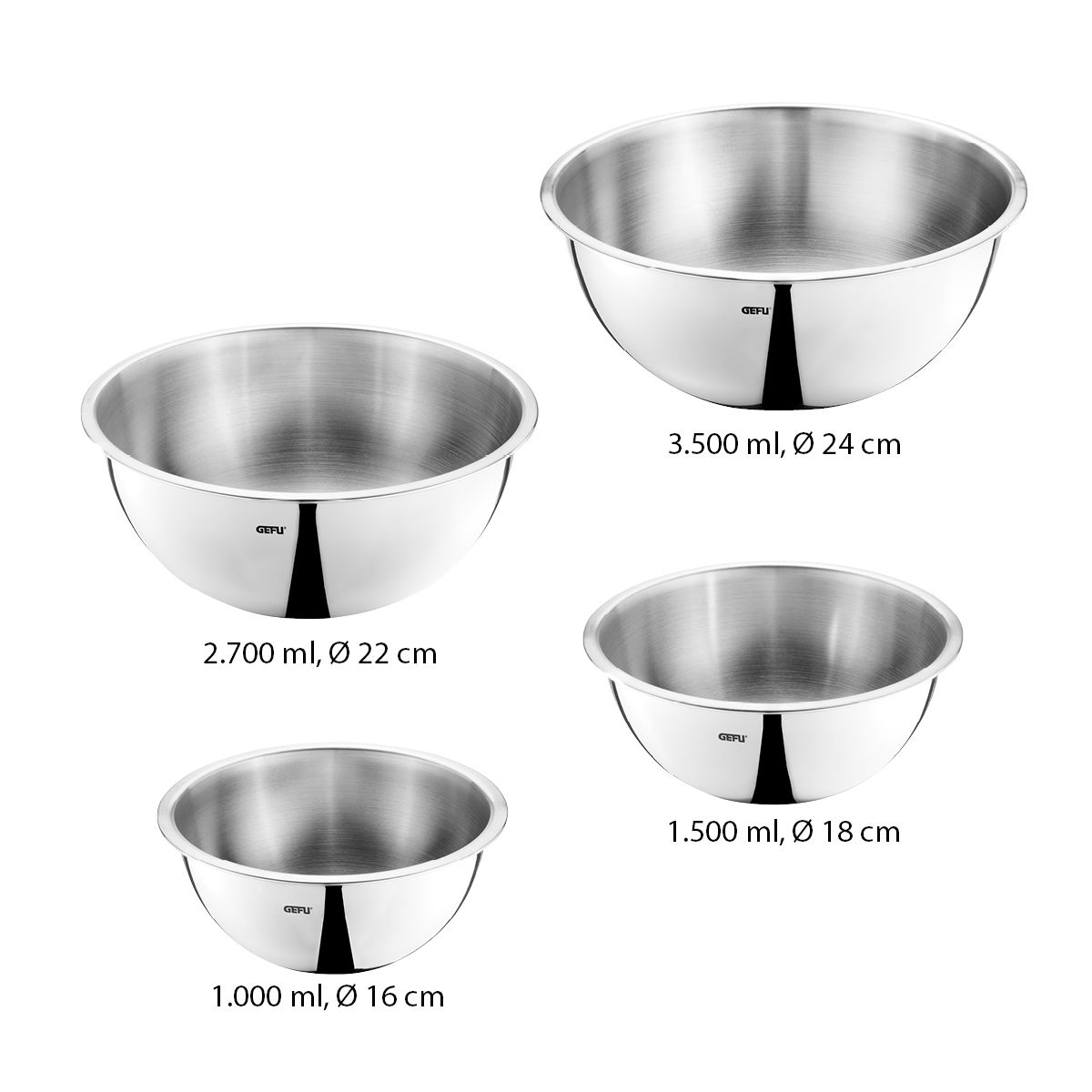 GEFU Edelstahlschüssel-Set CAVARO Edelstahl GEFU Edelstahlschüssel-Set CAVARO Edelstahl, Schale, Rührschüssel