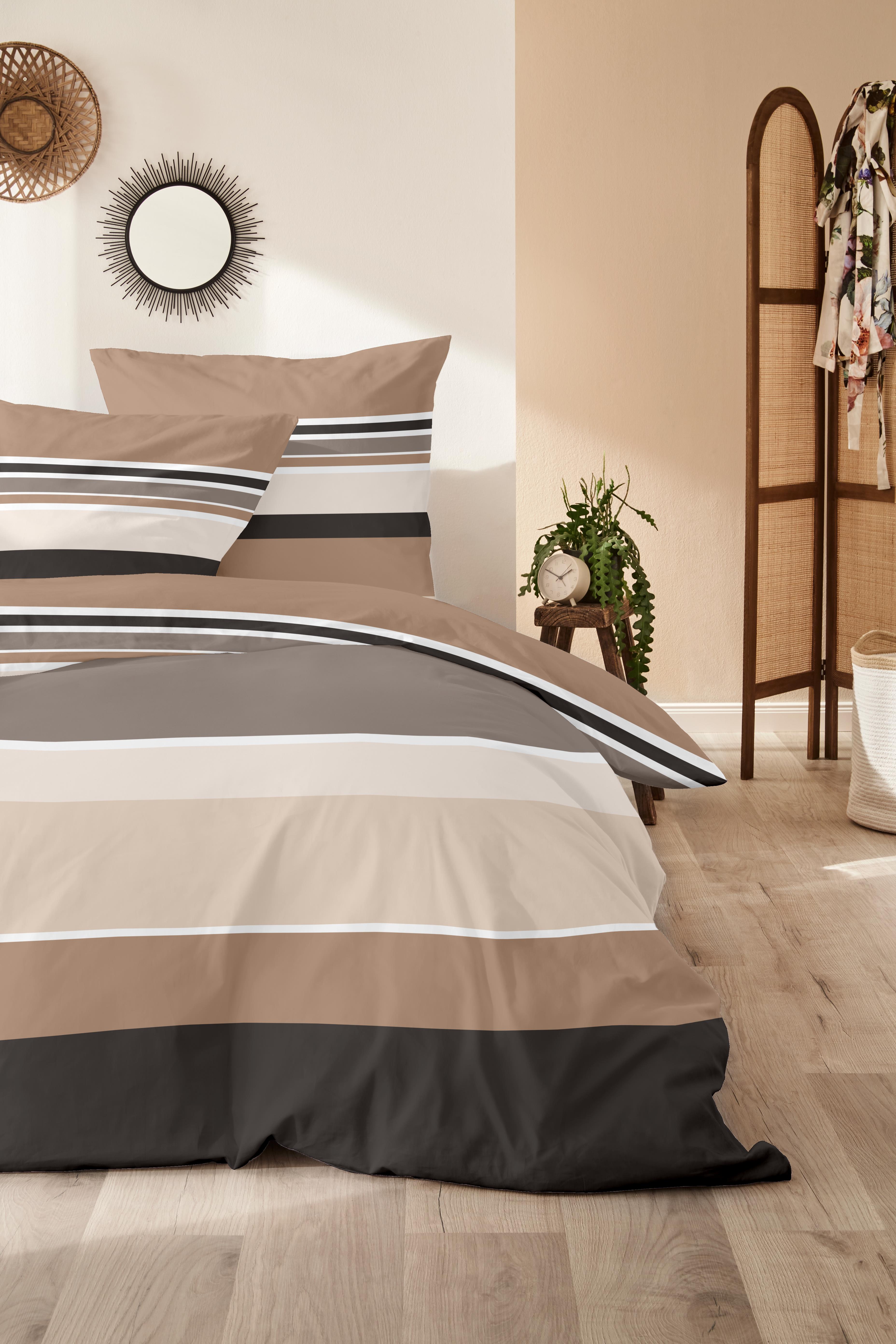 Hahn Haustextilien Bettwäsche 135x200cm in Farbe beige, braun, Moebel, Bett, Bettlaken