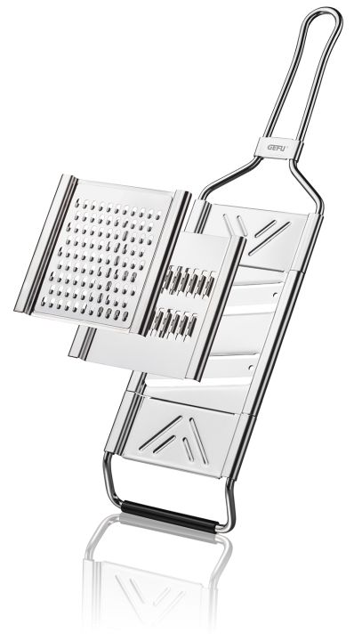 GEFU Multifunktionshobel RASPINI in Farbe schwarz/silber, kaesekratzel, k%C3%BCchenschliff, k%C3%B6rnerreibe, grillreibe, holzbrett