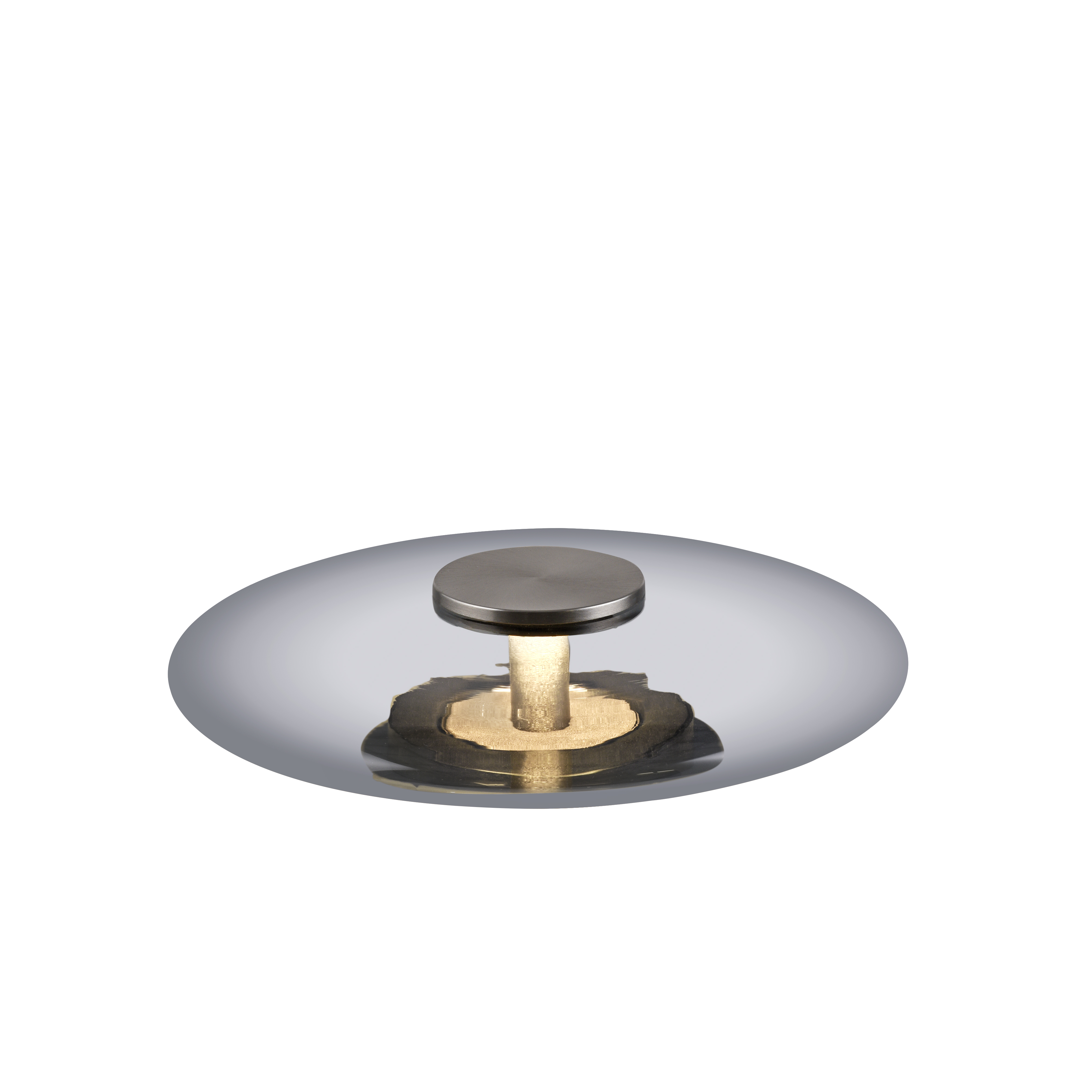 Paul Neuhaus LED-Tischleuchte PURE VITRUM 1-flammig in Farbe grau, Push-Button, Metallknopf, Runder Knopf, Messingkern, Plattenkante