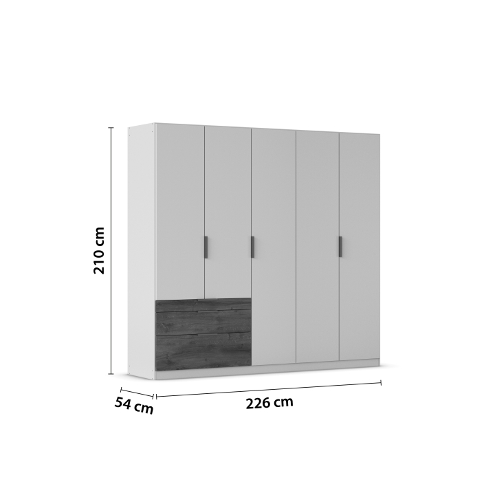 Rauch Drehtürenschrank KODA 5-türig in Champagner/Atlantic Oak dunkel foliert