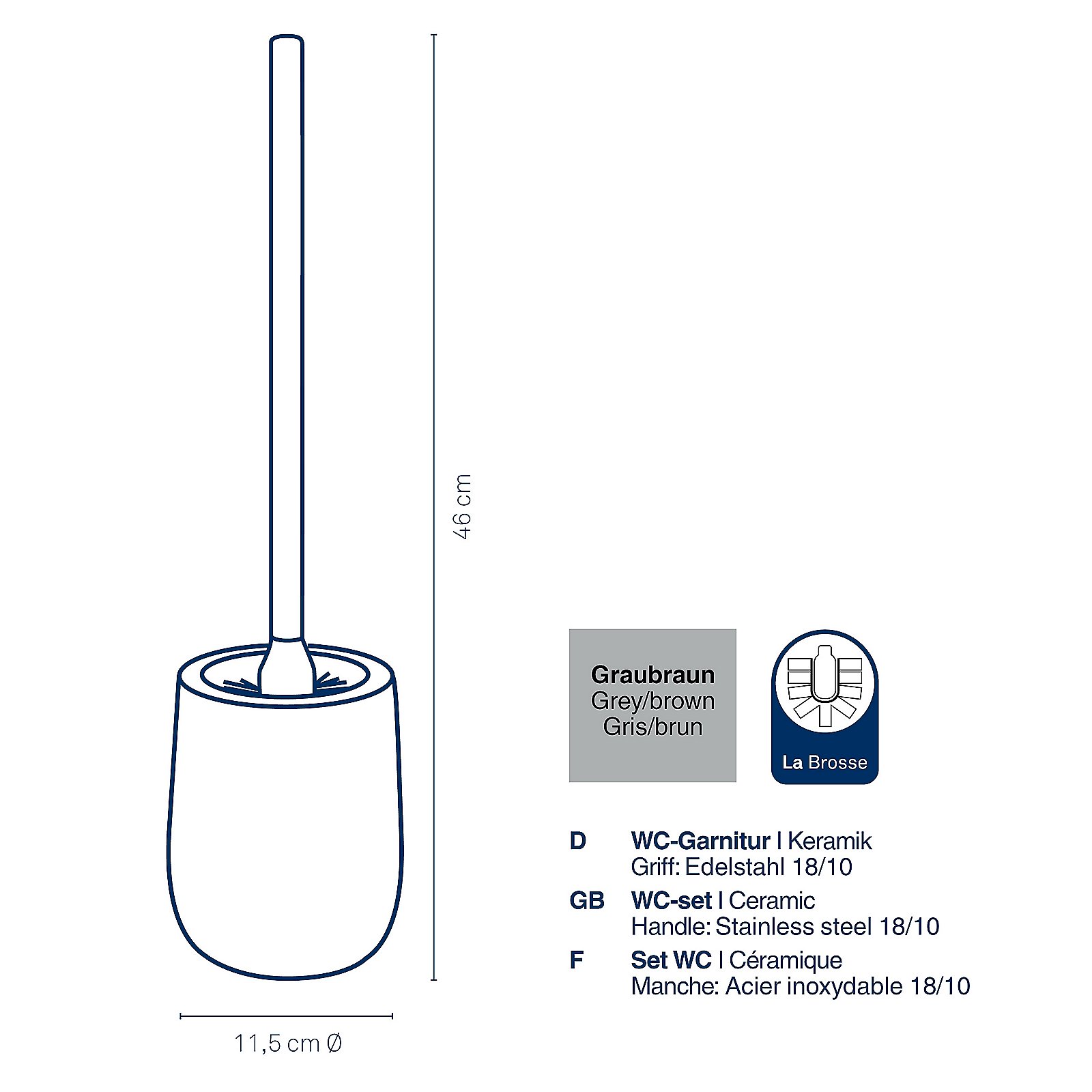 Kela WC-Garnitur Dots graubraun DOTS in , Rauchrohr