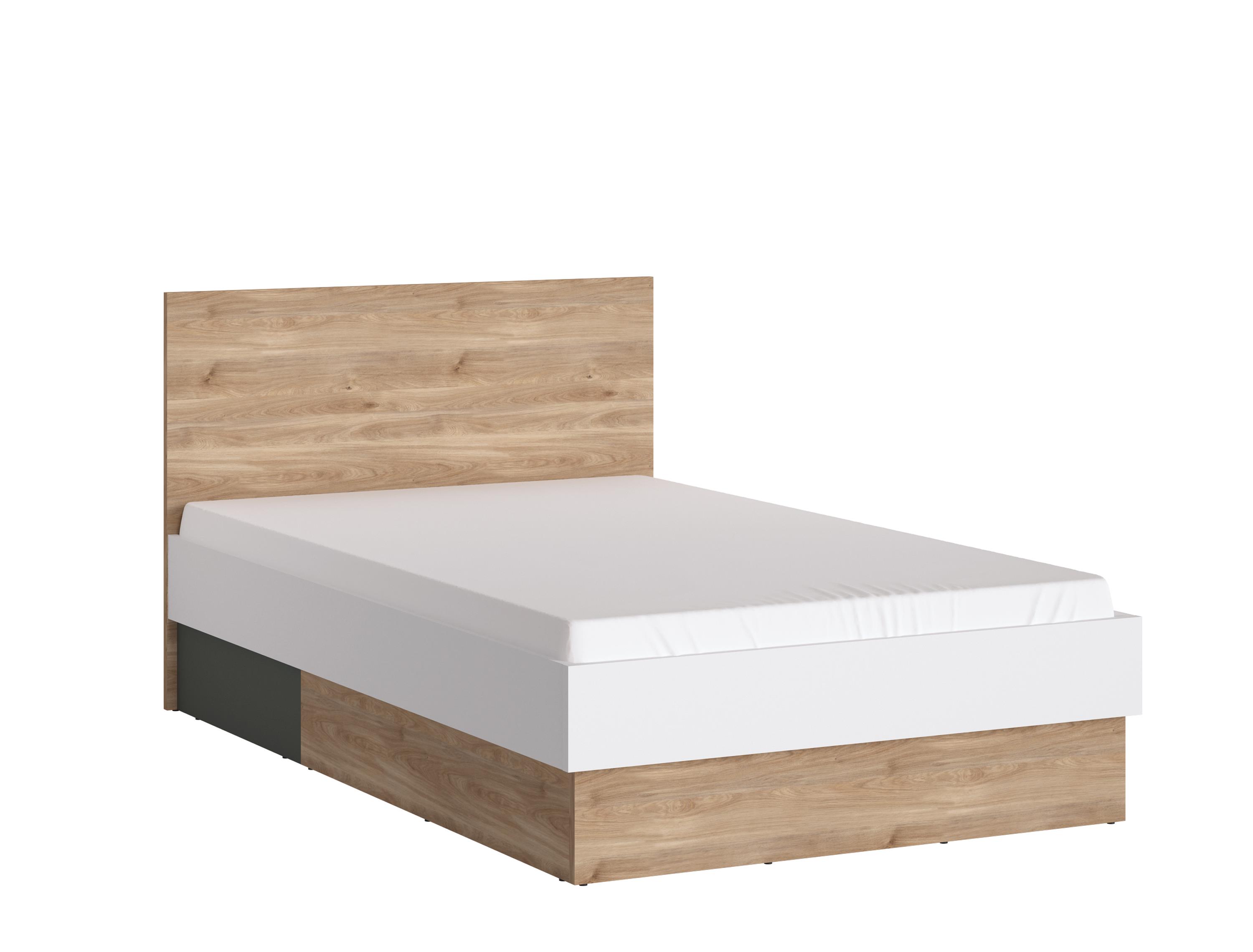 Wojcik Meble Bett TWENTY ca. 120x200cm in Farbe , Bettgestell, Holzoptik, Braun, Weißes Kopfteil, Einzelbett