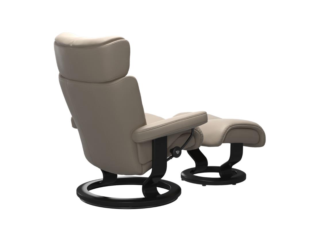 Stressless Sessel mit Hocker MAGIC ca. B77 H98 T142 cm in Leder Palom 45 mushroom