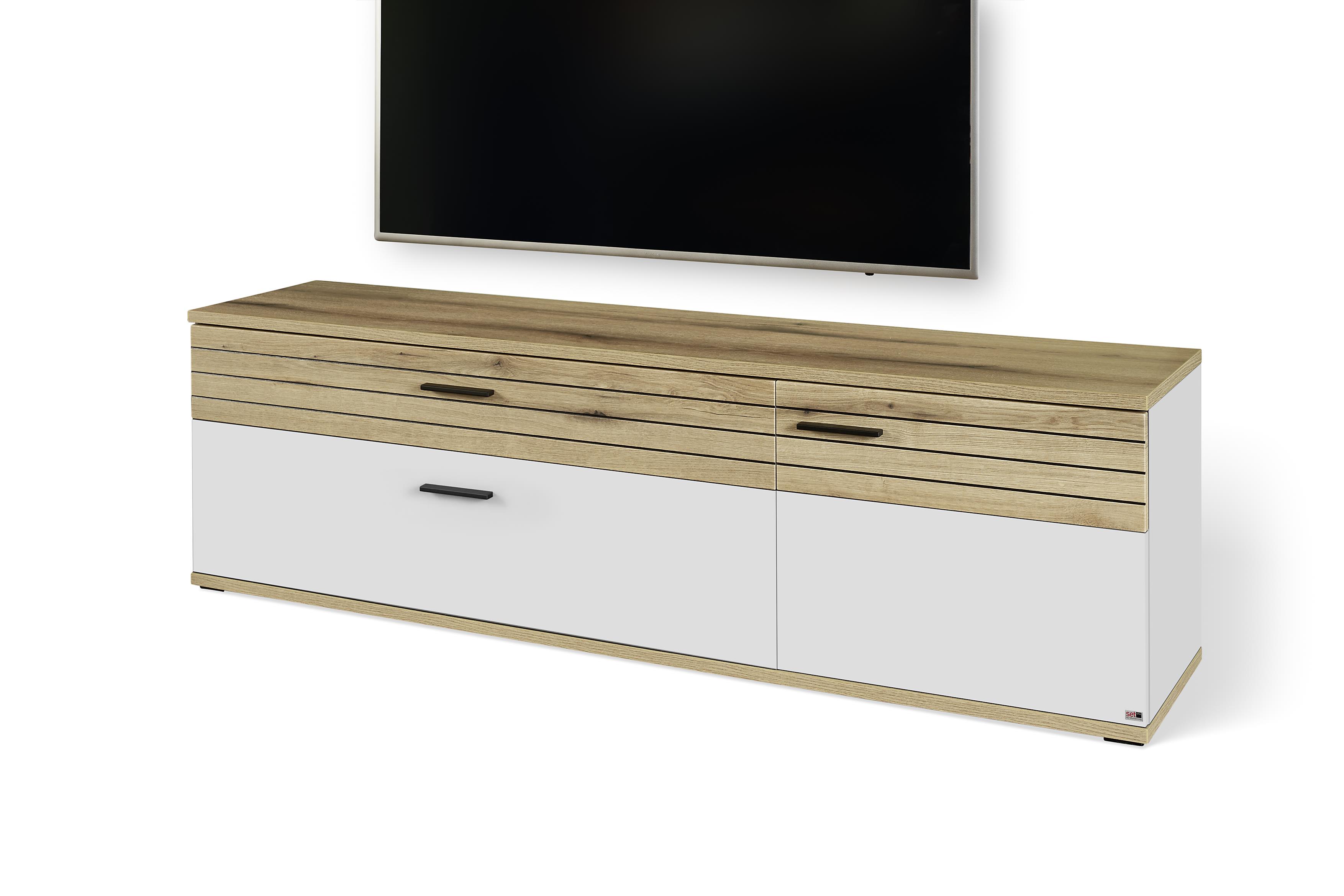 Set One by Musterring Lowboard SO QUINCY ZAMF01 ca. 180x53x40cm in Front Coast evoke Eiche/lichtgrau