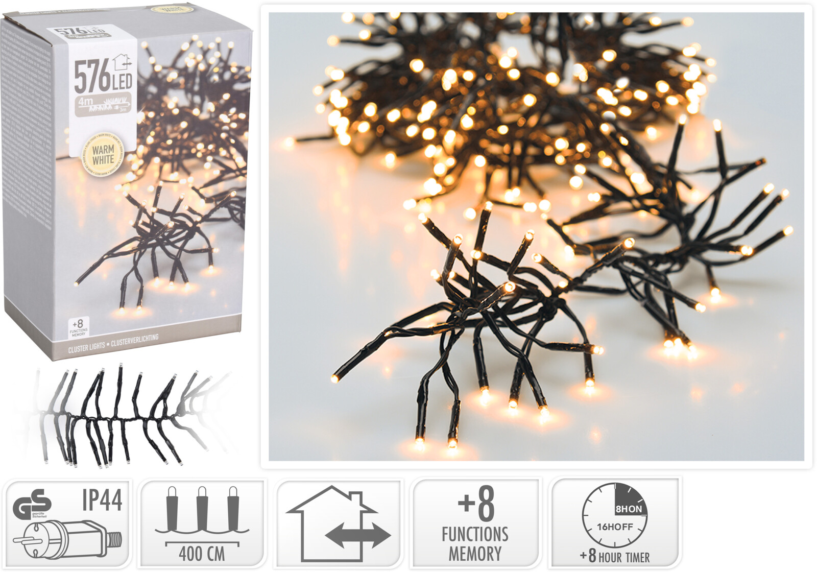 Cluster Beleuchtung 576LED WW