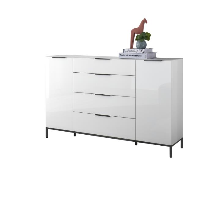 Kommode SANTORIN in 17 weiß, Abs. weiß Glas