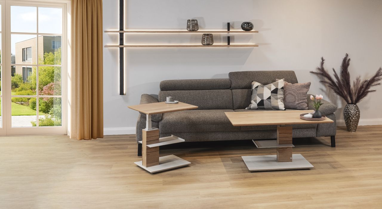 Couchtisch 5643-WEI-SGR in Platte Wildeiche furniert, sofa, wohnzimmer, kaffetisch, seitentisch, dekoration