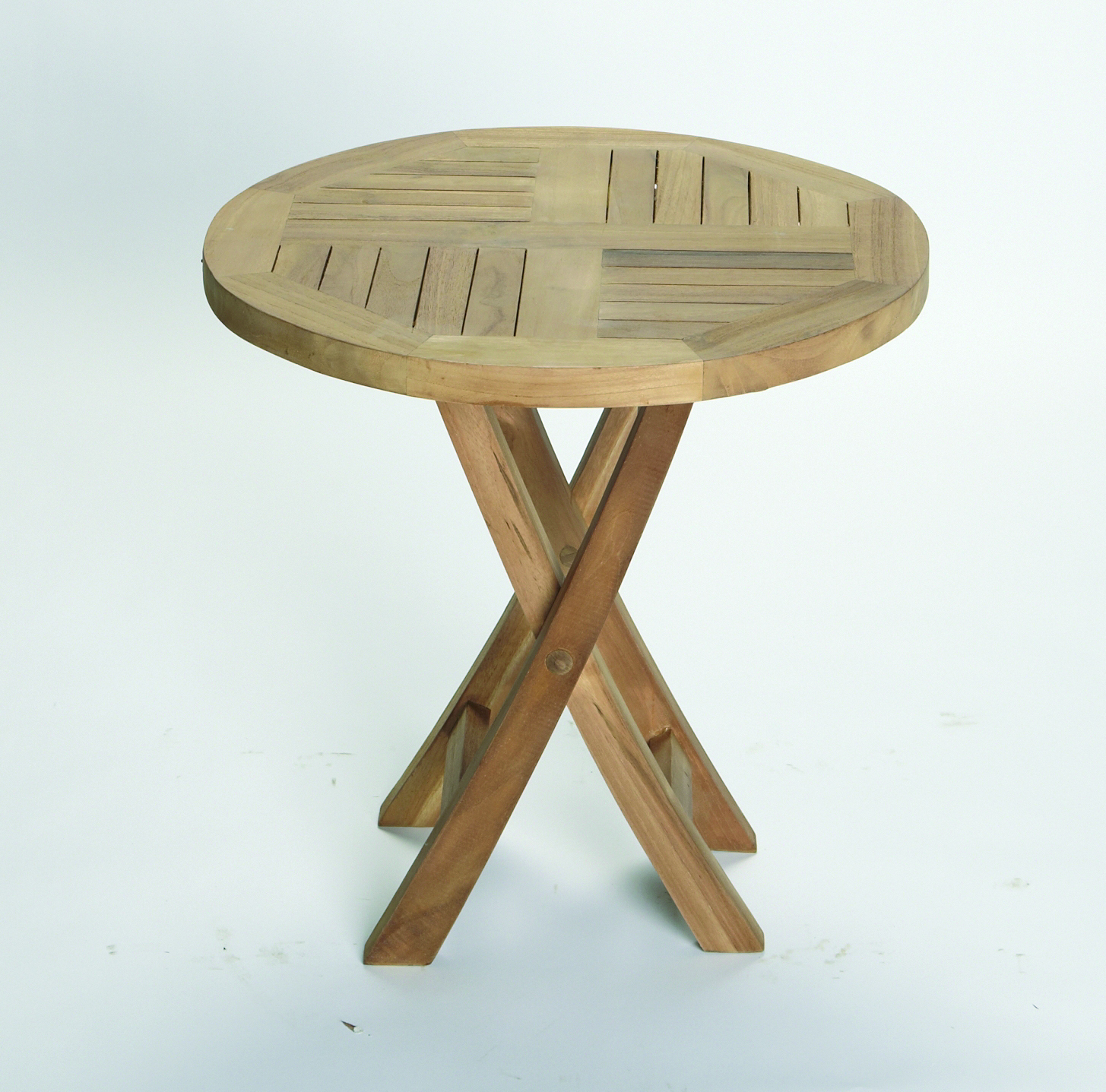 Beistelltisch RIVA in Holzfarben L.C. Wholesaler Klappbarer Beistelltisch RIVA Ø ca. 50cm aus Teakholz, Moebel, Tabelle, Kaffeetisch, Esstisch
