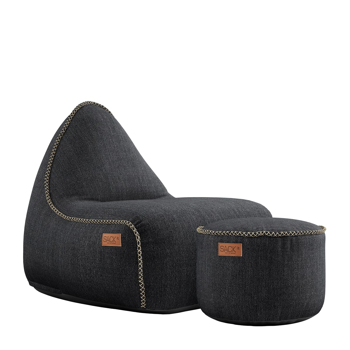 SACKit Lounge-Stuhl + Hocker COBANA in Farbe Black