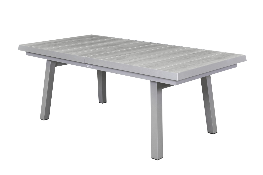 L.C. Wholesaler Tisch NIZZA ca. 200(260)x100cm in Keramik easy grey/Aluminium silber