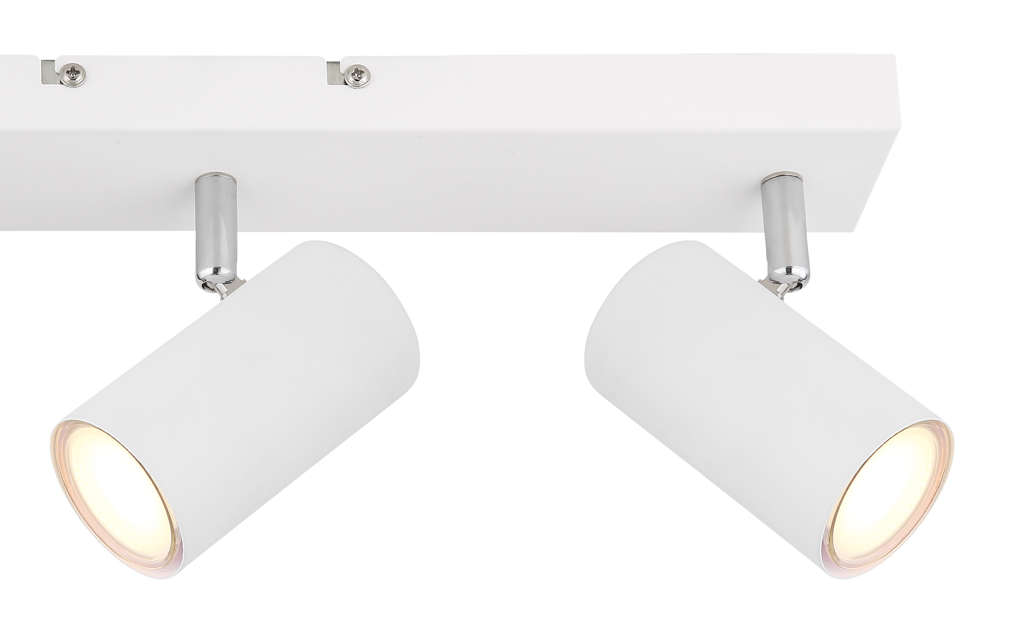 Strahler ROBBY in Meall verchromt weiß Strahler ROBBY in Meall verchromt weiß, deckenlampe, spotlights, doppelte leuchten, metallzylinder, weiße lampe