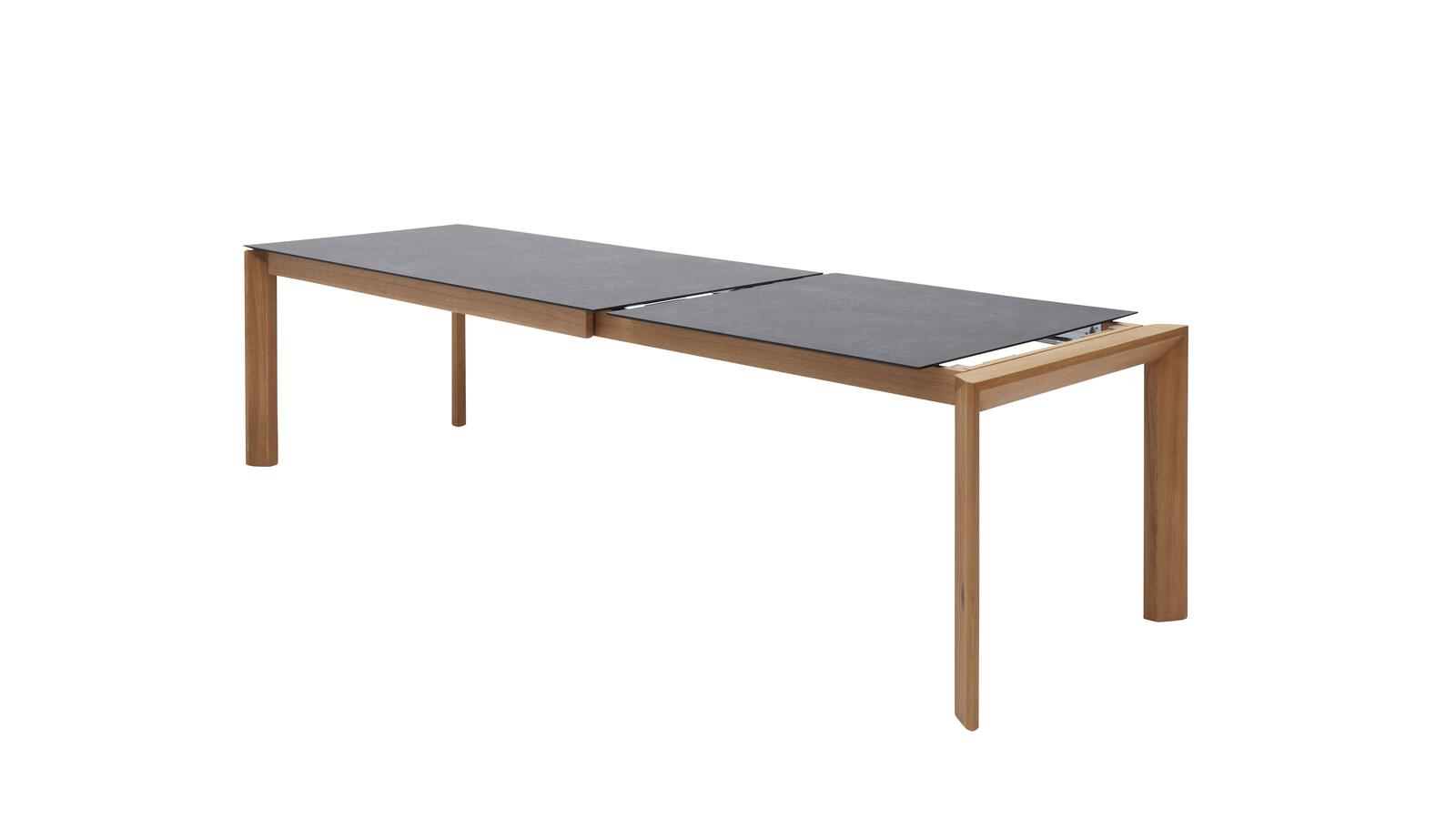 Interliving Esstisch IL5102 ca. 140(240)x90cm mit Platte HPL Deton-Design/Gestell Wildeiche massiv