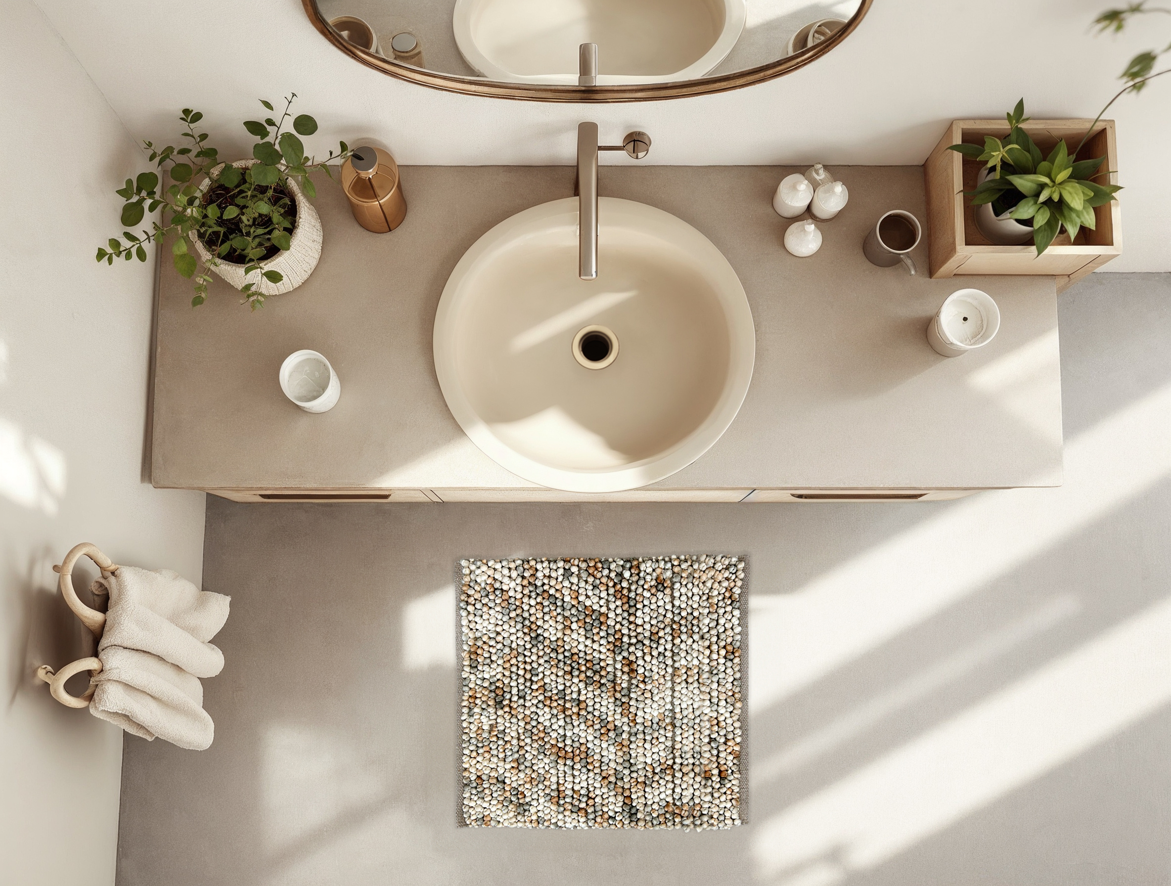 Heckettlane Badematte ca. 60x100cm in Farbe Forest-Sand, Becken, Pflanze, Sinken, Kleidung, Handschuh