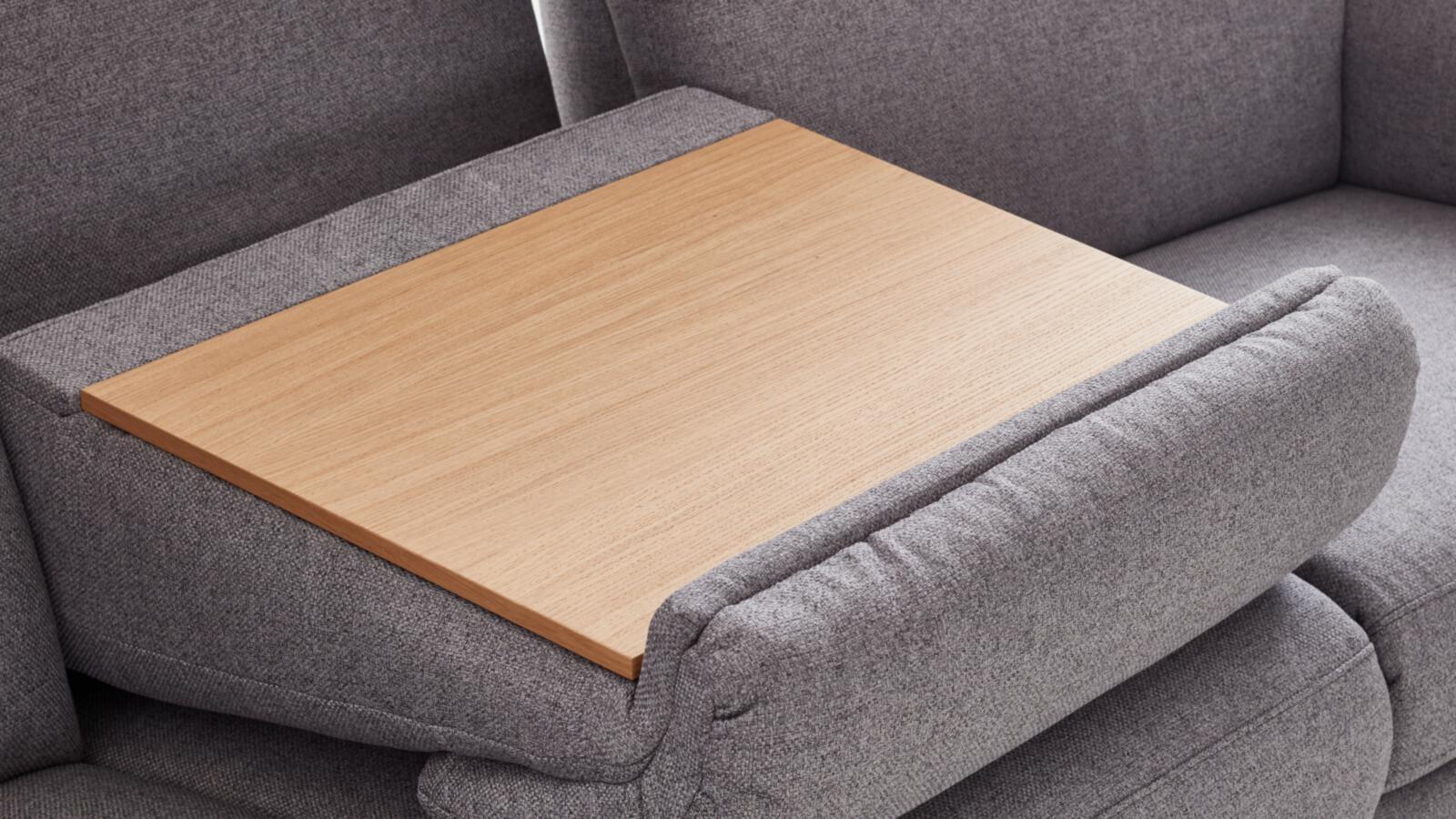 Carina Trapezsofa ALTO in Farbe Stoff Mono grey Carina Trapezsofa ALTO in Farbe Stoff Mono grey, Tischplatte, Holz, ausziehbar, Couchtisch, Möbelstück