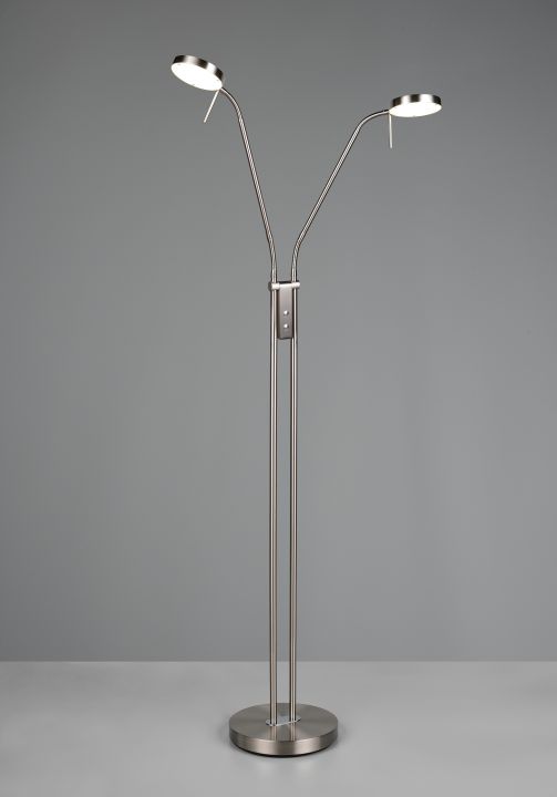 Trio LED-Stehleuchte MONZA 2-flammig in Farbe Nickel matt, Kunststoff weiß Trio LED-Stehleuchte MONZA 2-flammig in Farbe Nickel matt, Kunststoff weiß, Lampe