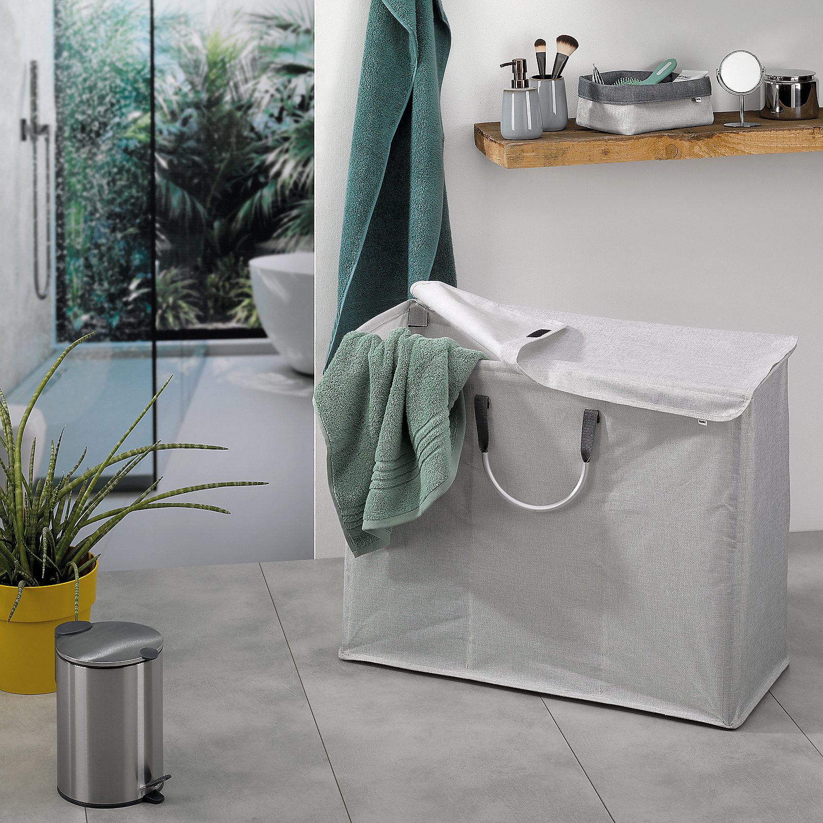 Kela Kosmetikeimer MATS in Farbe Silber Matt, Waschkorb, Wäschekorb, Aufbewahrung, Waschzeit, Graue Farbe, Wäschekorb, Faltbar, Taschenkorpus, Grau, Haushaltskorb