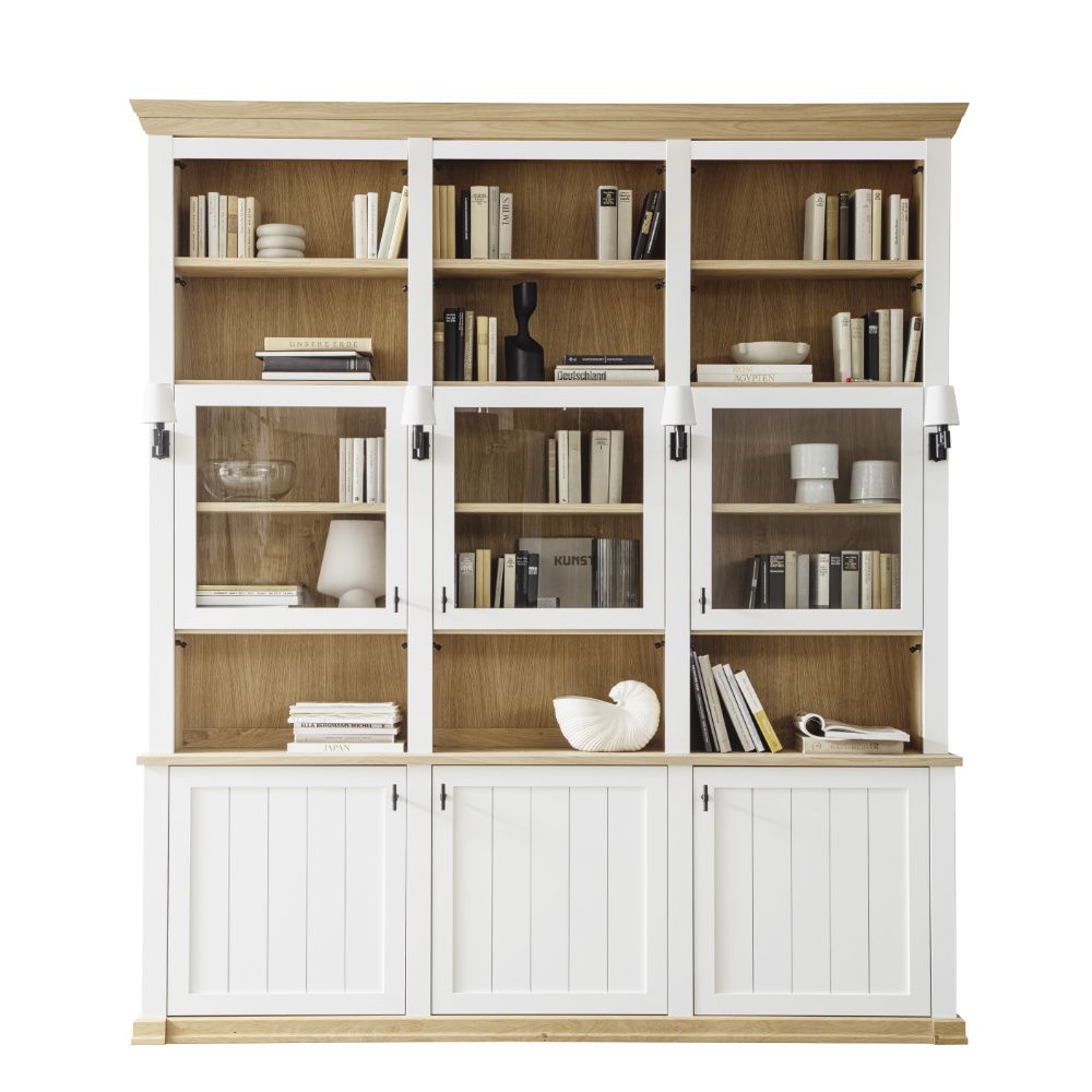 SCHÖNER WOHNEN-Kollektion Bücherwand VILLAGE in Weiß / Akzent Asteiche