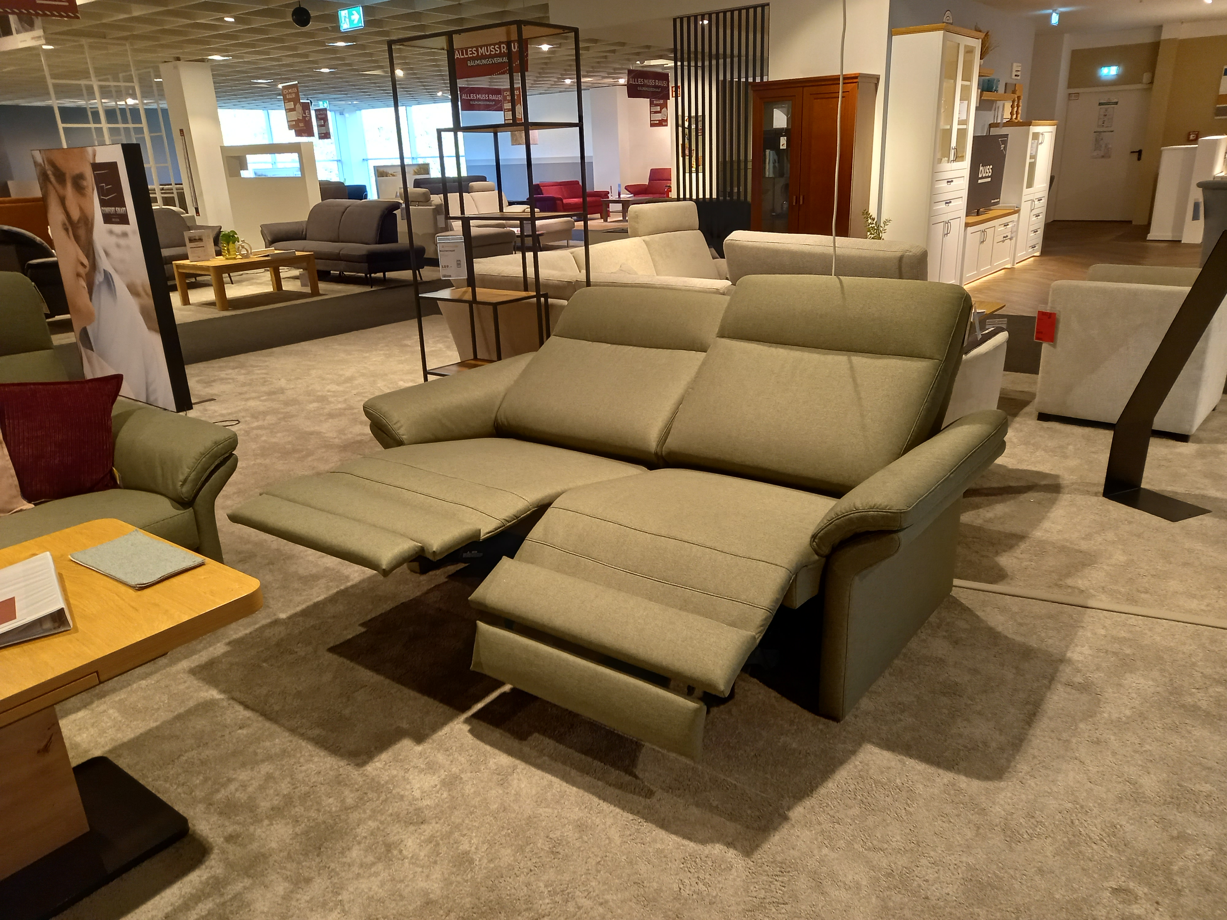 Carina Polstergruppe TINA in Stoff Melrose oliv, Sofa, Wohnsofa, Sessel, Beige, Verstellbare Rückenlehne