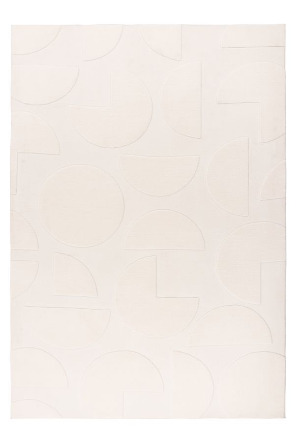 Webteppich FOCUS ca. 80x150cm in Farbe ivory Webteppich FOCUS ca. 80x150cm in Farbe ivory, Teppich, Stoffboden, runde Muster, neutrale Farbe, geometrisches Muster