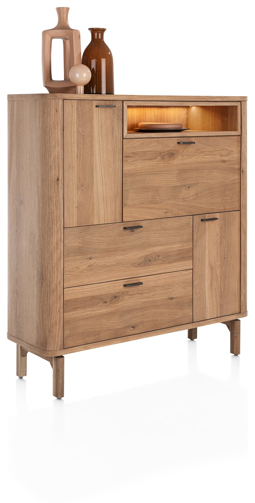 Highboard ZADE in Holzfarben Highboard ZADE in Holzfarben, Sideboard, Eichenholz, Sideboard, Aufbewahrungsschrank, Holz Möbel