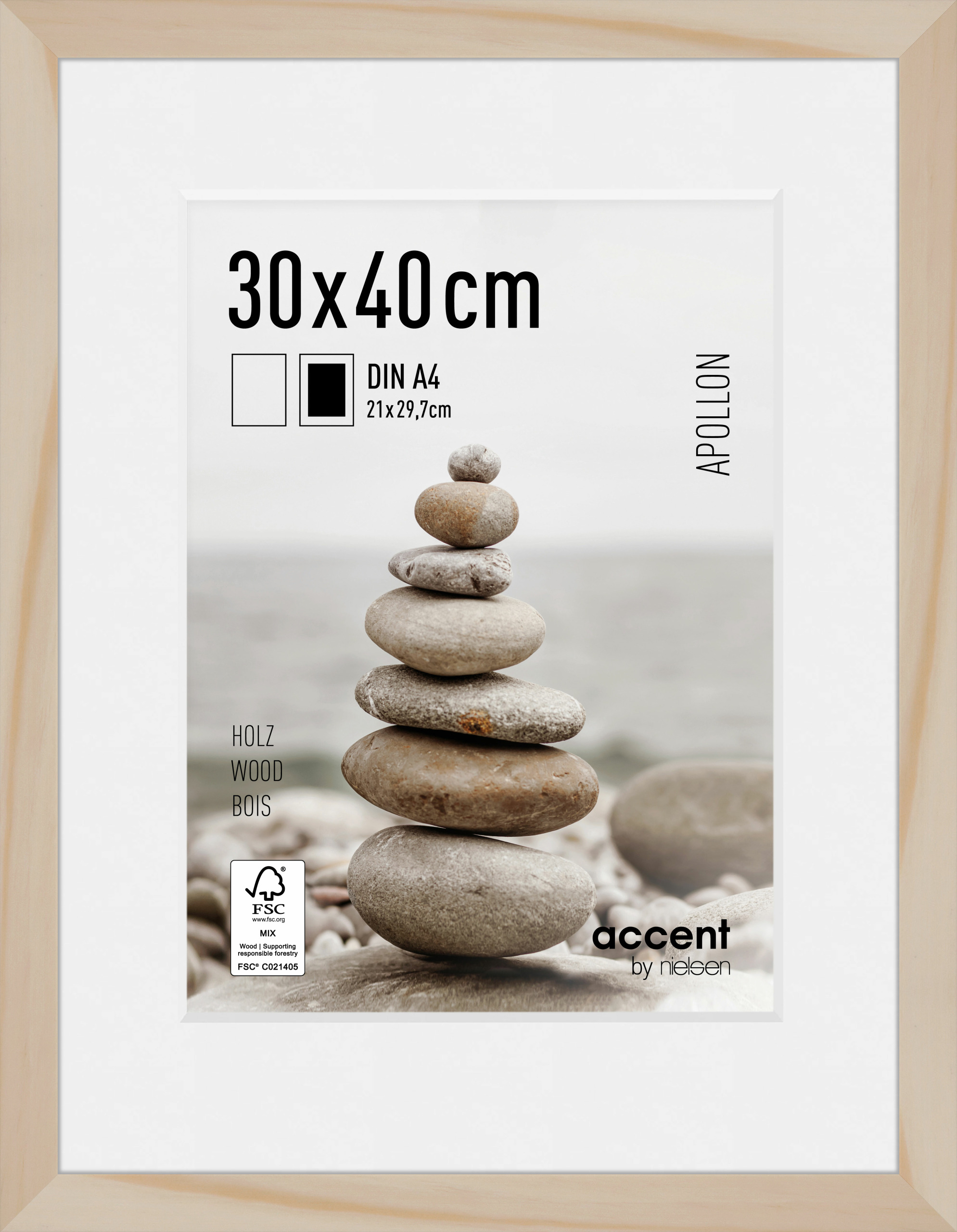 Bilderrahmen Apollon 30x40cm APOLLON in Beige Accent by Nielsen Holz Bilderrahmen Apollon ca. 30x40cm in Farbe Natural